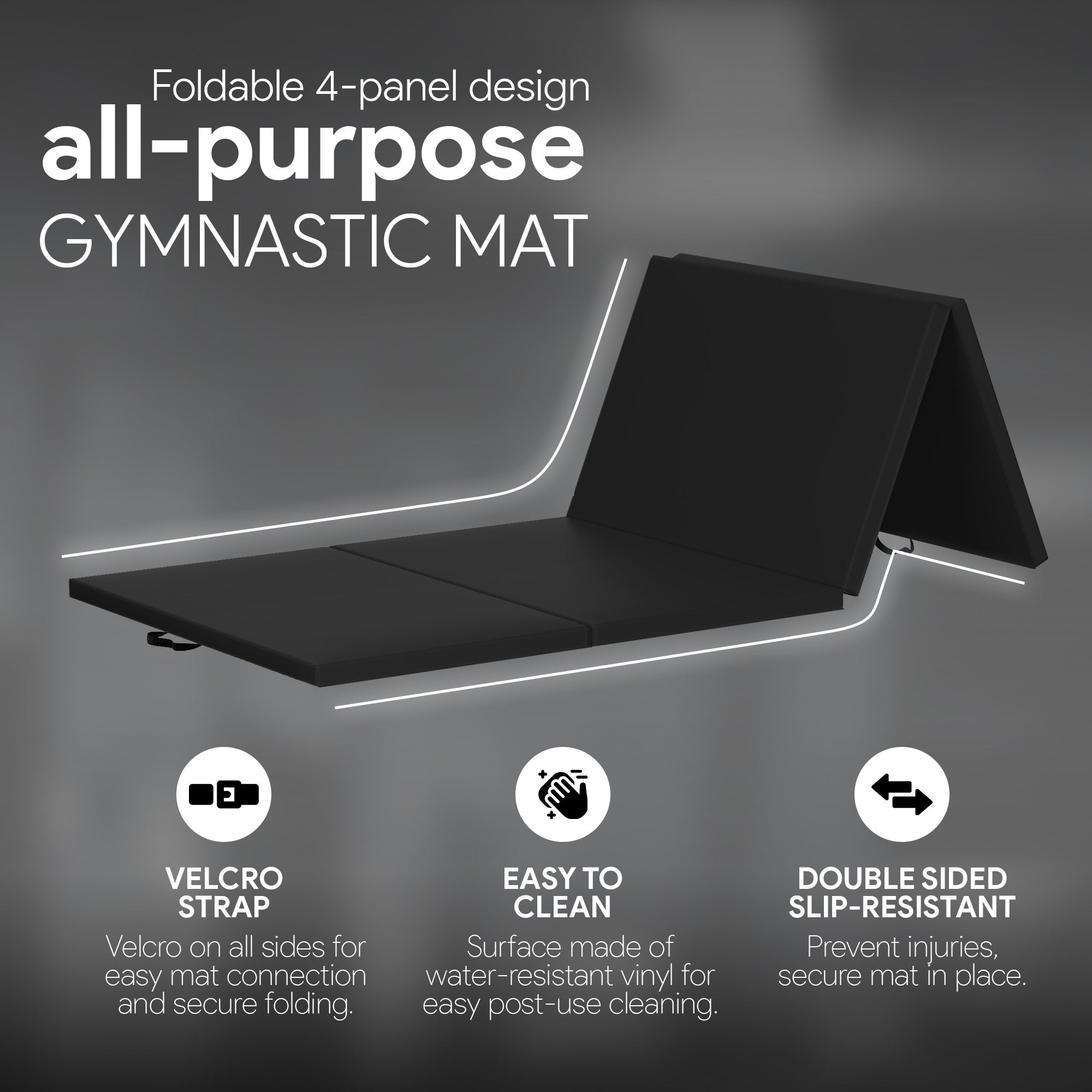 BalanceFrom Fitness All Purpose Mat with 8 Ft Balance Beam Gymnastic Set, Black