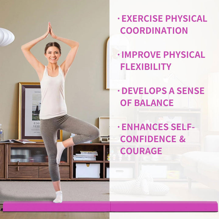 BalanceFrom Fitness All Purpose Mat with 8 Ft Balance Beam Gymnastic Set, Pink - VMInnovations