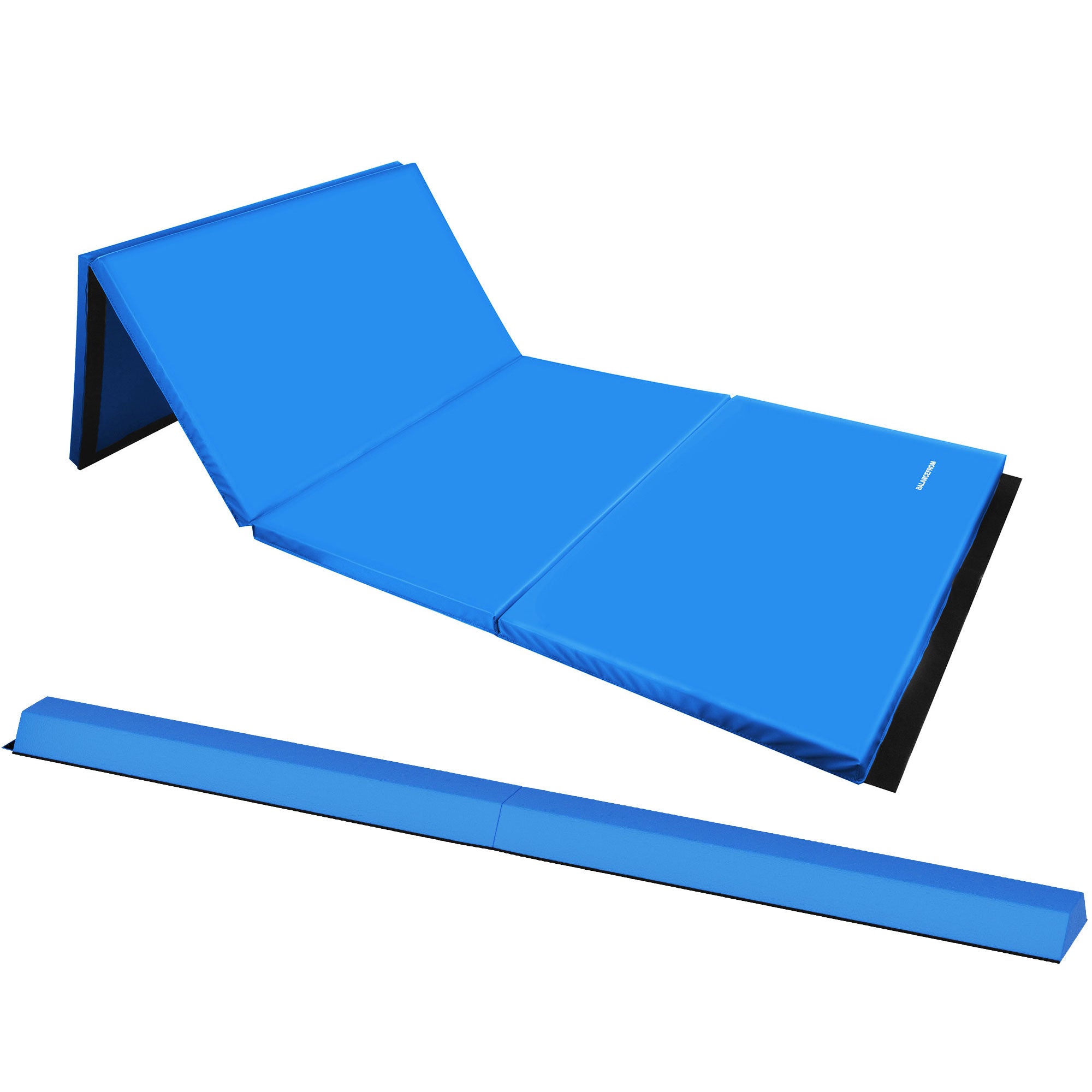 BalanceFrom Fitness All Purpose Mat with 8 Ft Balance Beam Gymnastic Set, Blue - VMInnovations