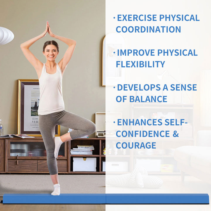 BalanceFrom Fitness All Purpose Mat with 8 Ft Balance Beam Gymnastic Set, Blue - VMInnovations