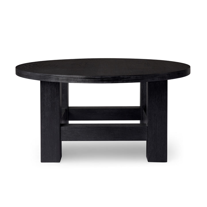 MARCO RUSTIC WOODEN ROUND COFFEE TABLE IN AGED BLACK - VMInnovations