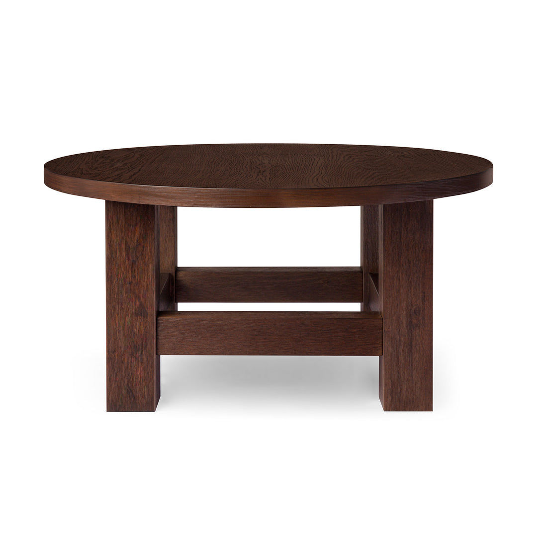 MARCO RUSTIC WOODEN ROUND COFFEE TABLE IN AGED BROWN - VMInnovations