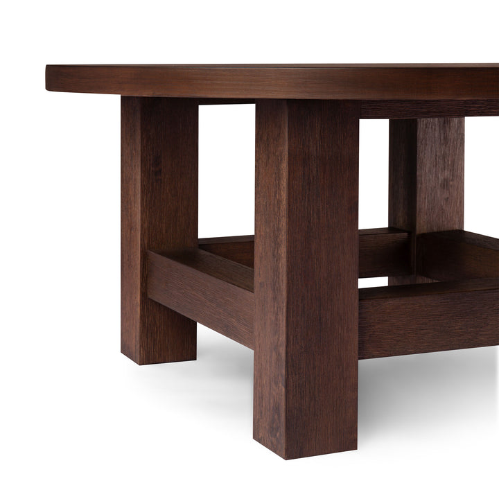 MARCO RUSTIC WOODEN ROUND COFFEE TABLE IN AGED BROWN - VMInnovations