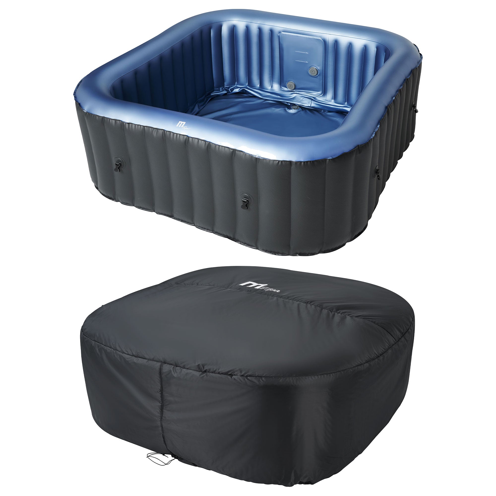 MSpa Square Inflatable 4 to 6 Person Bubble Spa w/Energy Efficient Cover, Tekapo - VMInnovations