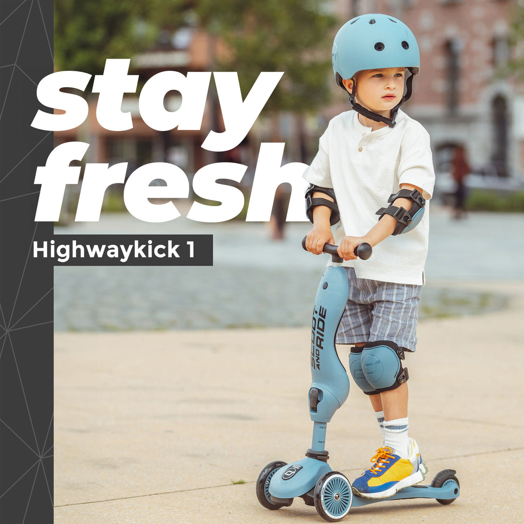 Scoot & Ride 2-in-1 Ride-On & Stand Kids Scooter, Ages 1-5, Highwaykick 1, Steel - VMInnovations