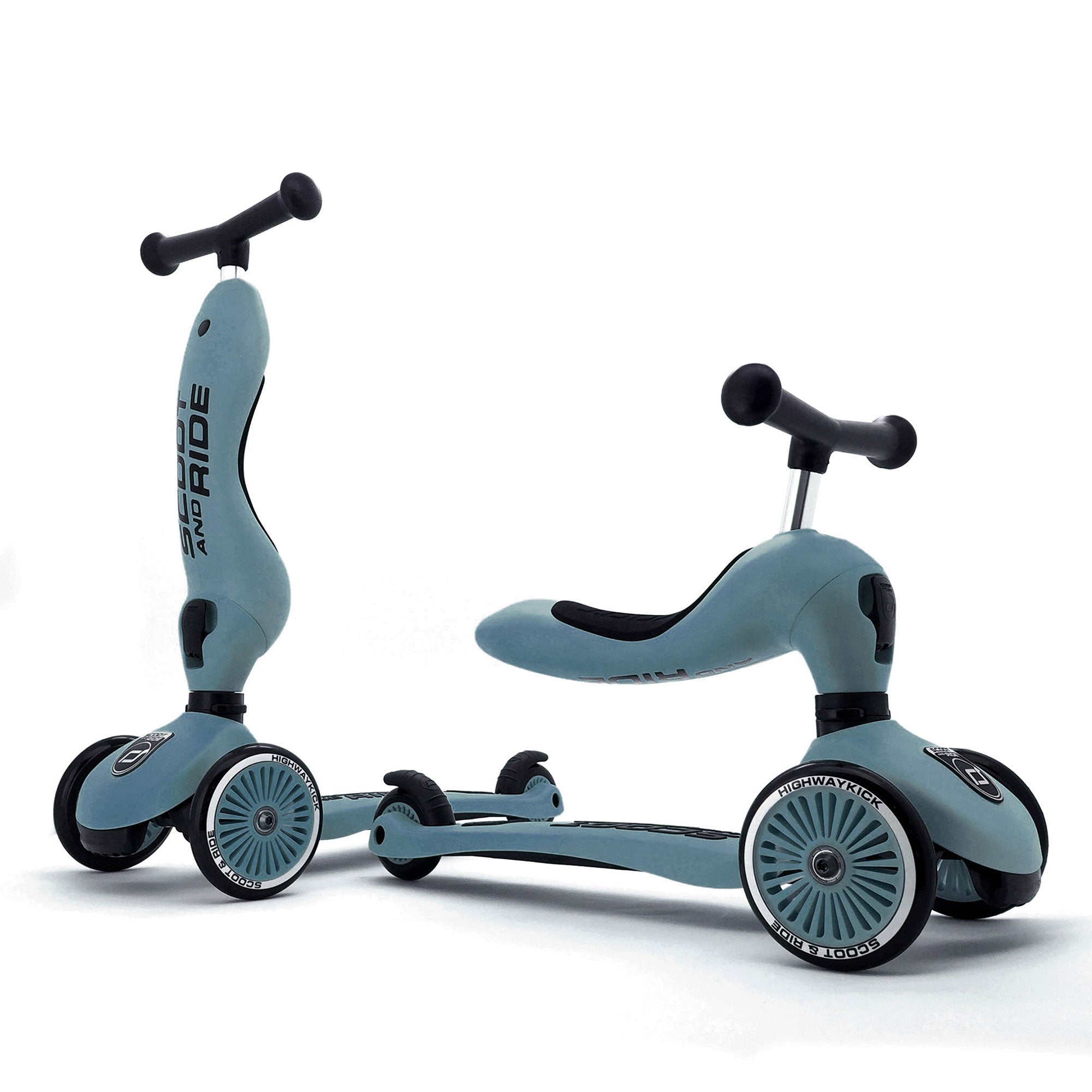 Scoot & Ride 2-in-1 Ride-On & Stand Kids Scooter, Ages 1-5, Highwaykick 1, Steel - VMInnovations