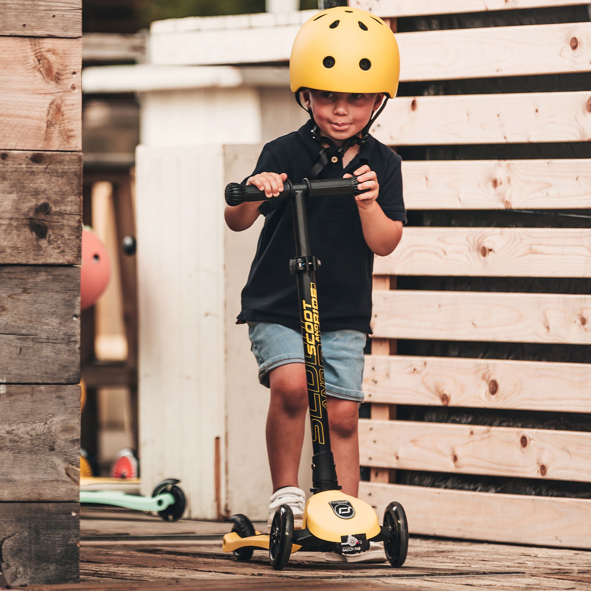 Scoot & Ride Stand-up Push Scooter for Children Ages 3-6, Highwaykick 3, Lemon - VMInnovations