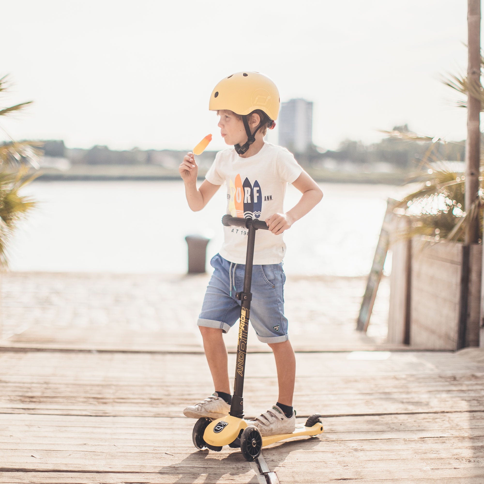 Scoot & Ride Stand-up Push Scooter for Children Ages 3-6, Highwaykick 3, Lemon - VMInnovations