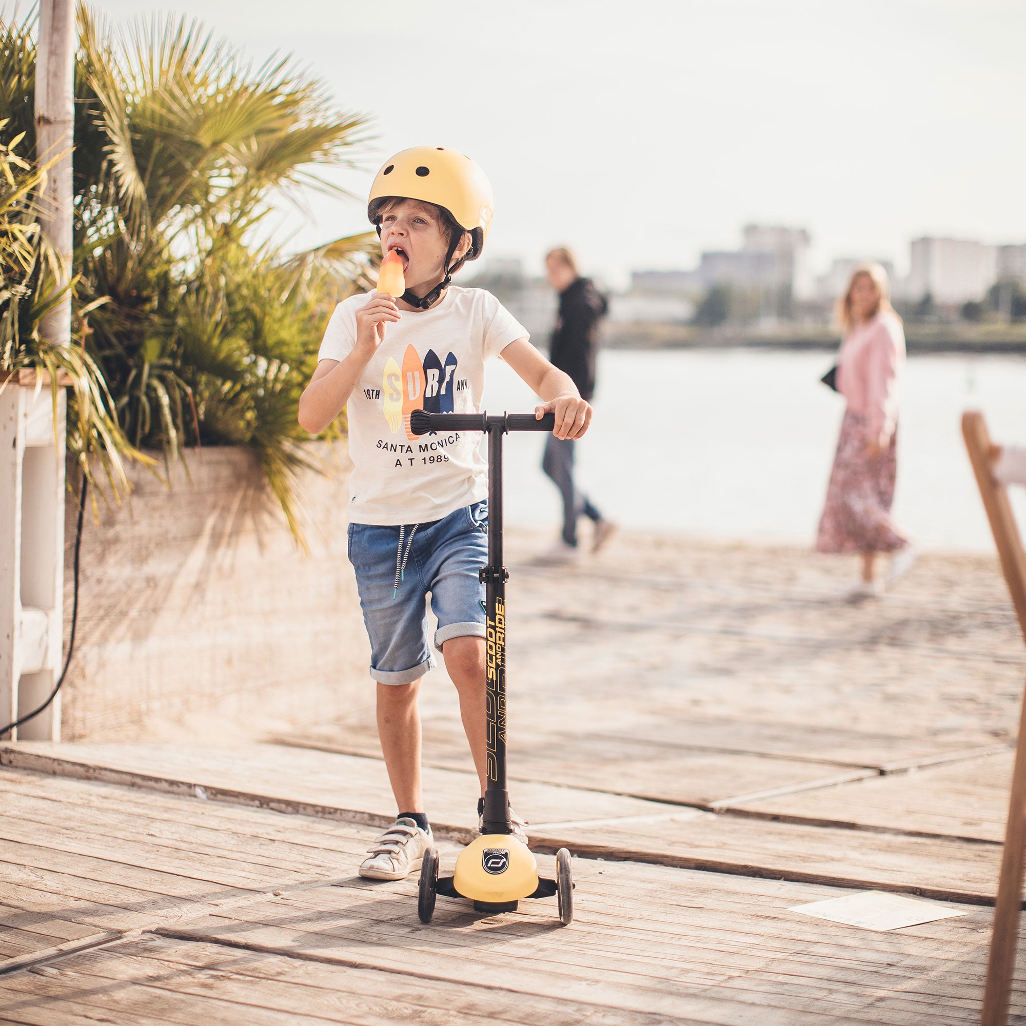 Scoot & Ride Stand-up Push Scooter for Children Ages 3-6, Highwaykick 3, Lemon - VMInnovations