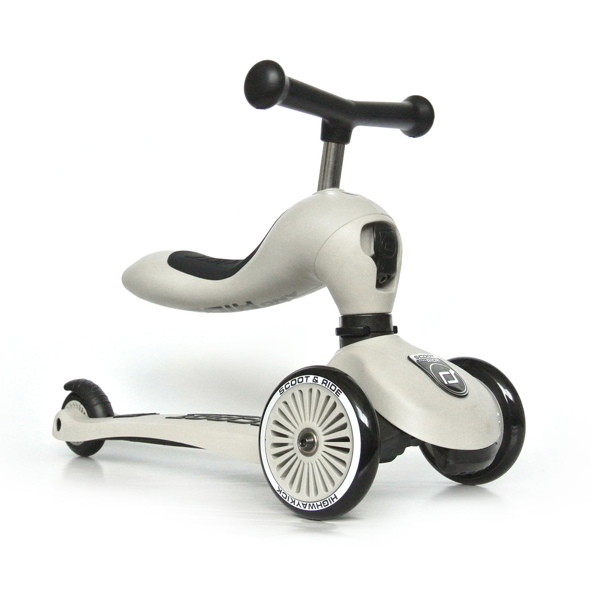 Scoot & Ride 2-in-1 Ride-On Scooter Highwaykick 1 and Kids Helmet XXS, Ash