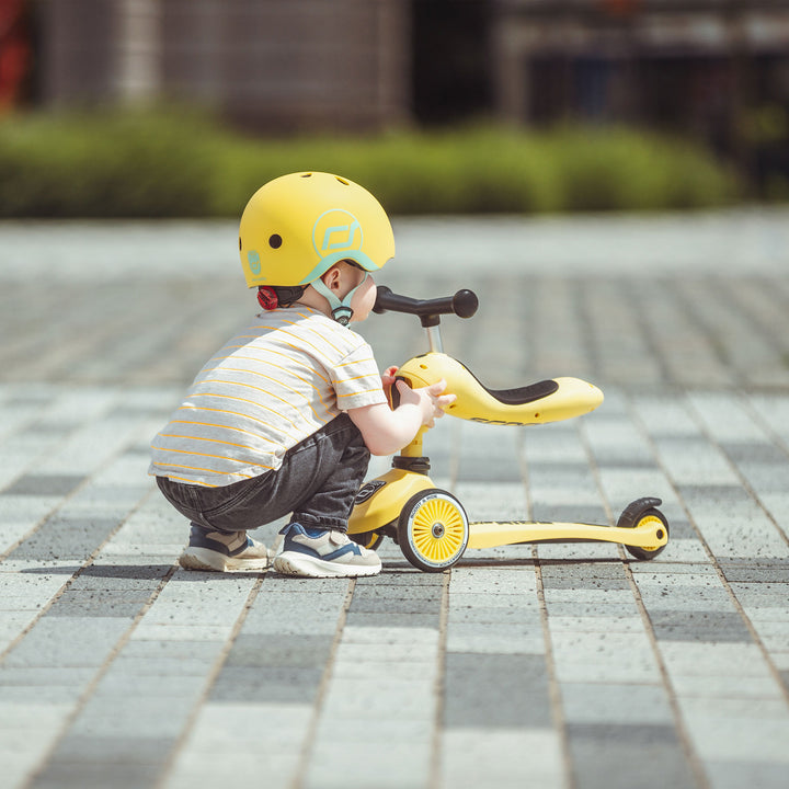 Scoot & Ride 2-in-1 Ride-On & Stand Kids Scooter, Ages 1-5, Highwaykick 1, Lemon