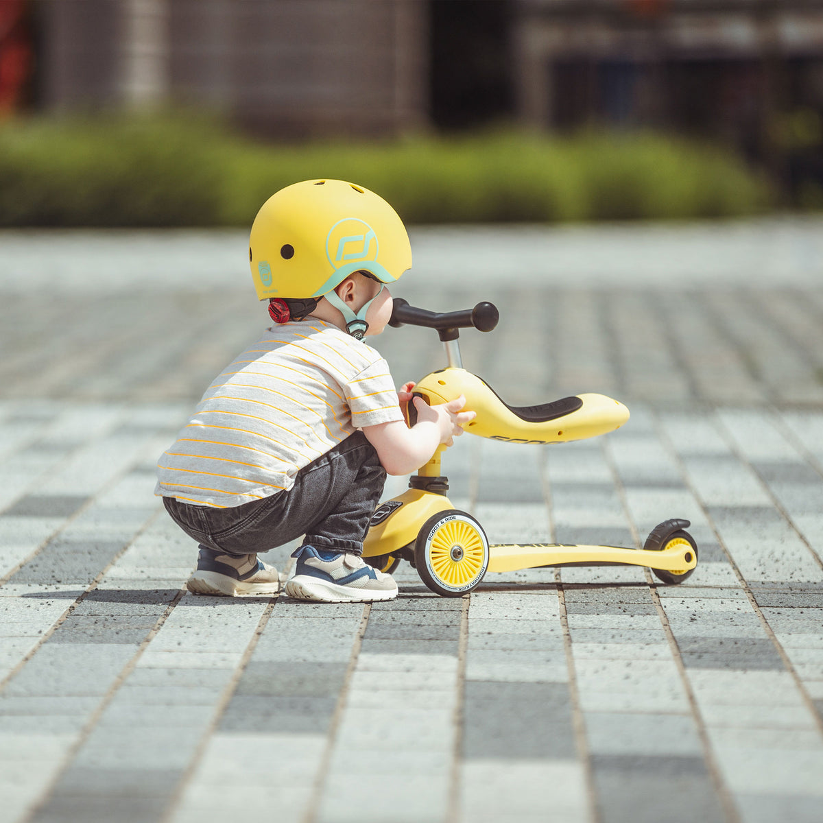 Scoot & Ride 2-in-1 Ride-On & Stand Kids Scooter, Ages 1-5, Highwaykick 1, Lemon