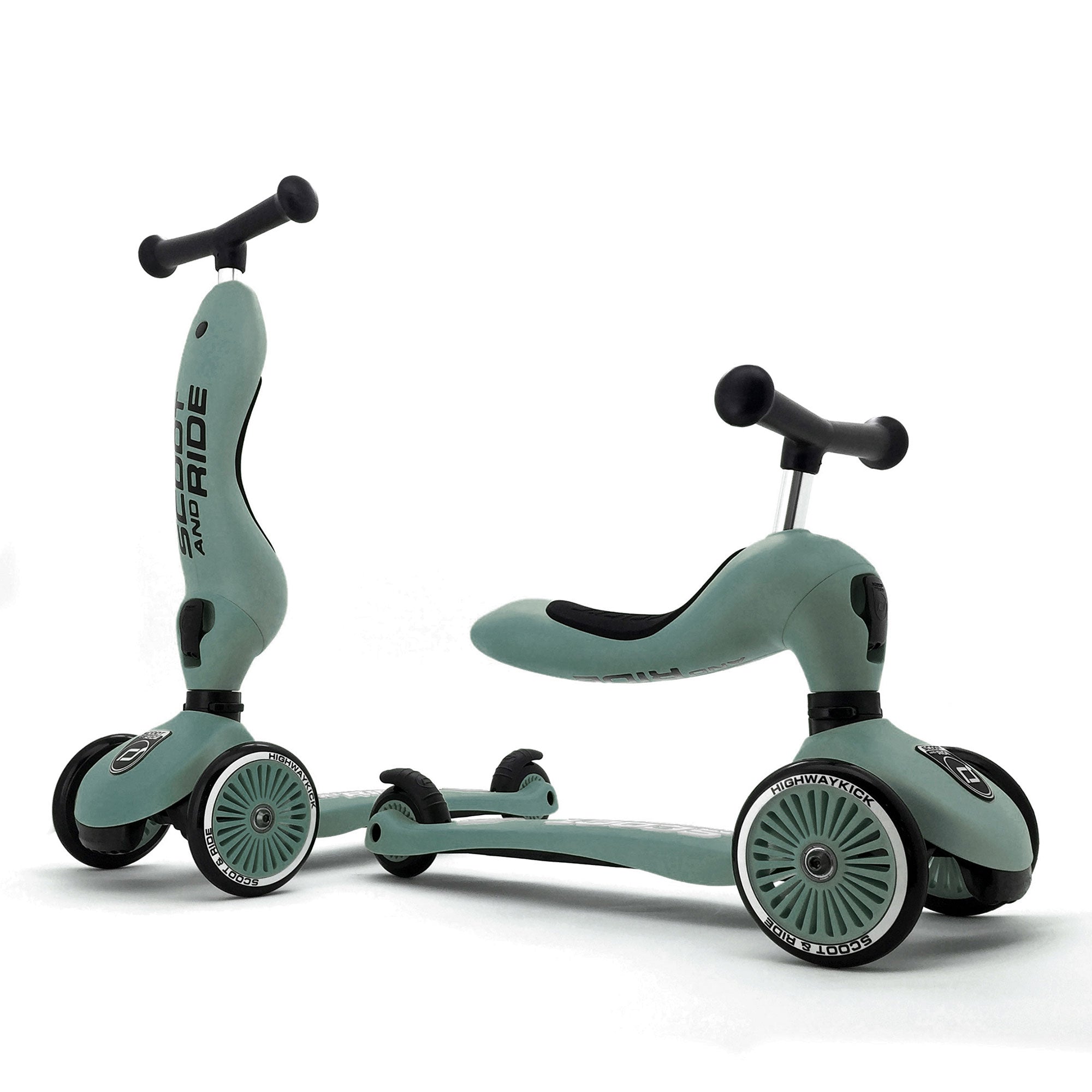 Scoot & Ride 2-in-1 Ride-On & Stand Scooter, Ages 1-5, Highwaykick,Forest(Used) - VMInnovations