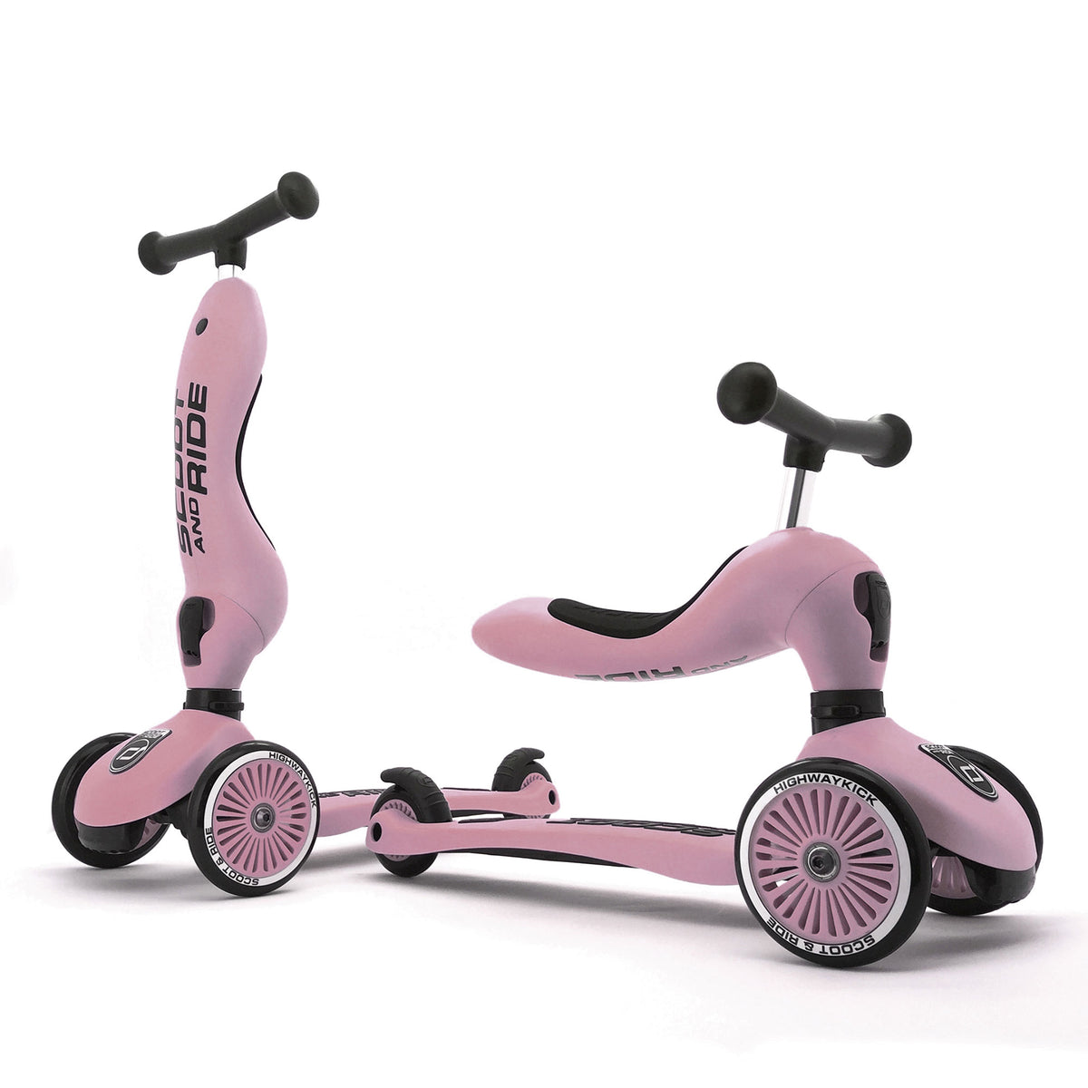 Scoot & Ride 2-in-1 Ride-On & Stand Kids Scooter, Ages 1-5, Highwaykick 1, Rose