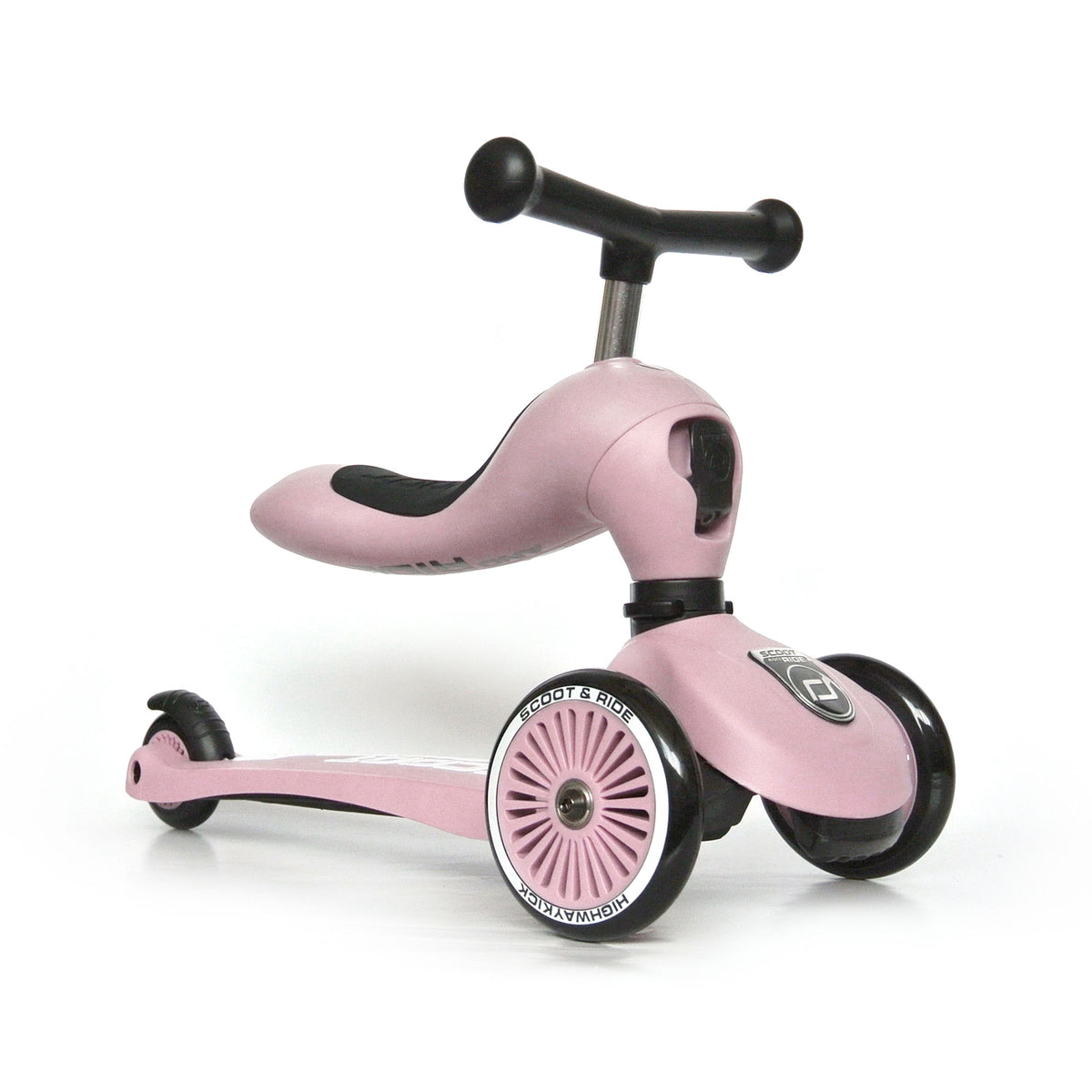 Scoot & Ride 2-in-1 Ride-On Scooter Highwaykick 1 and Kids Helmet XXS, Rose