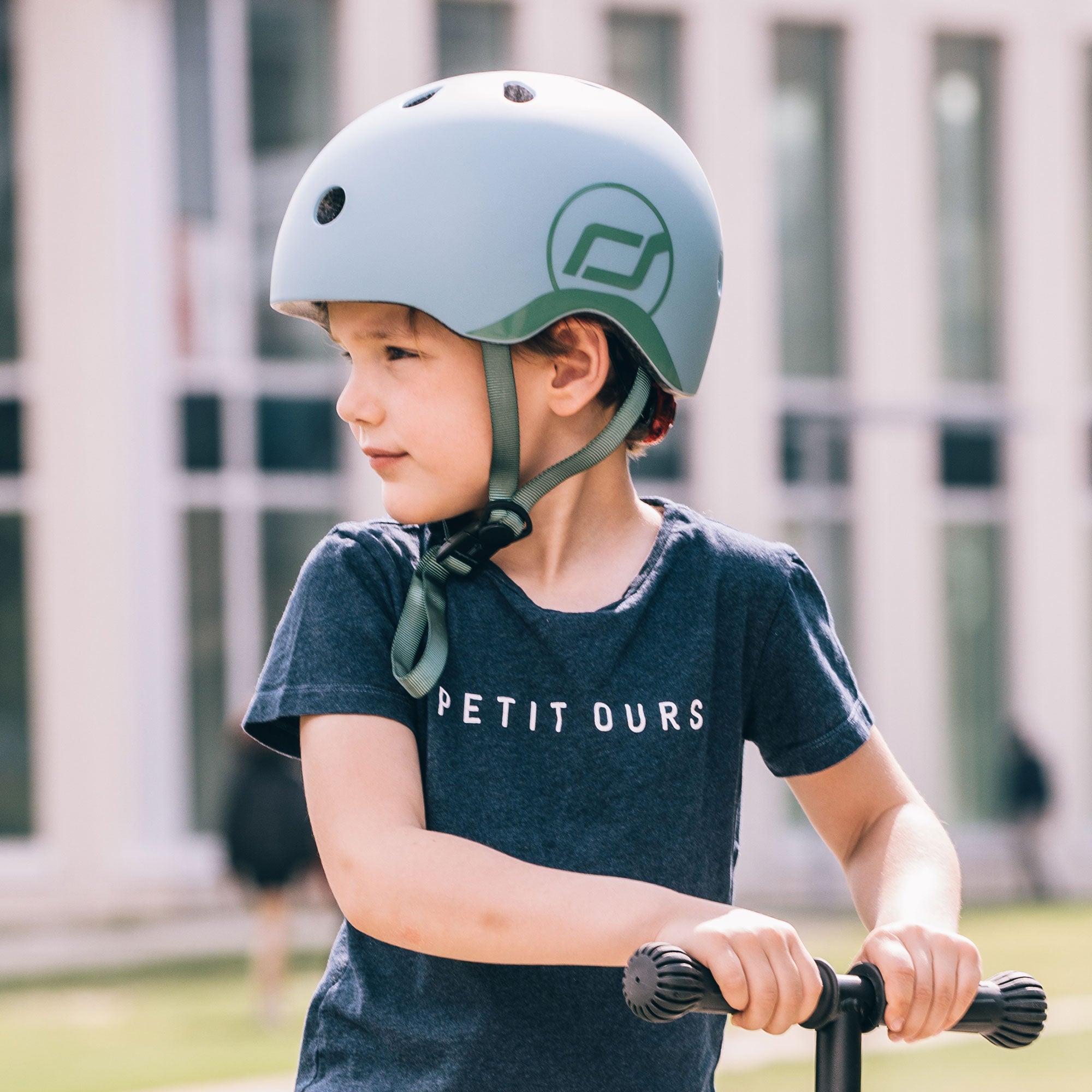 Scoot & Ride Kids Bike and Scooter Helmet with LED Light, S-M, Steel (Open Box) - VMInnovations