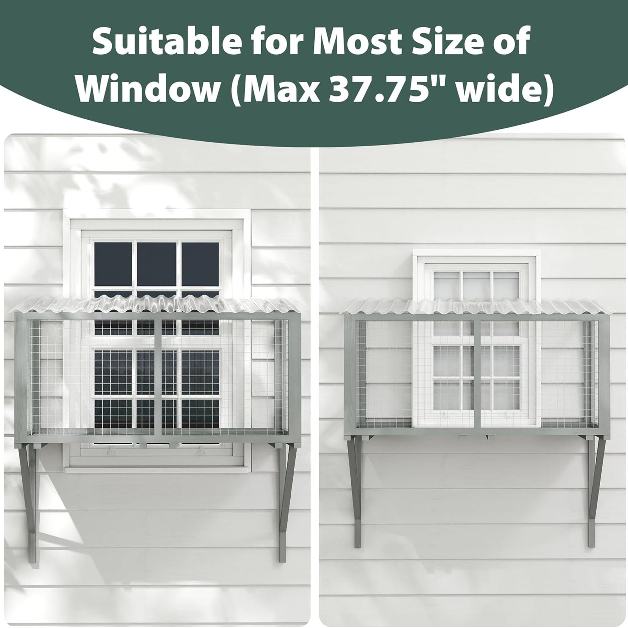 COZIWOW Wooden Catio Outdoor Cat Enclosure with Galvanized Mesh and PVC Tiles