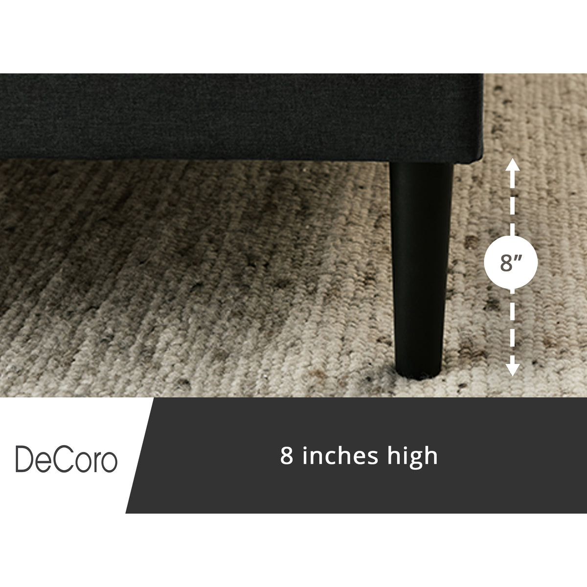 DeCoro Mornington Upholstered 2.0 Platform Bed w/ Metal Frame, Dark Grey, Queen
