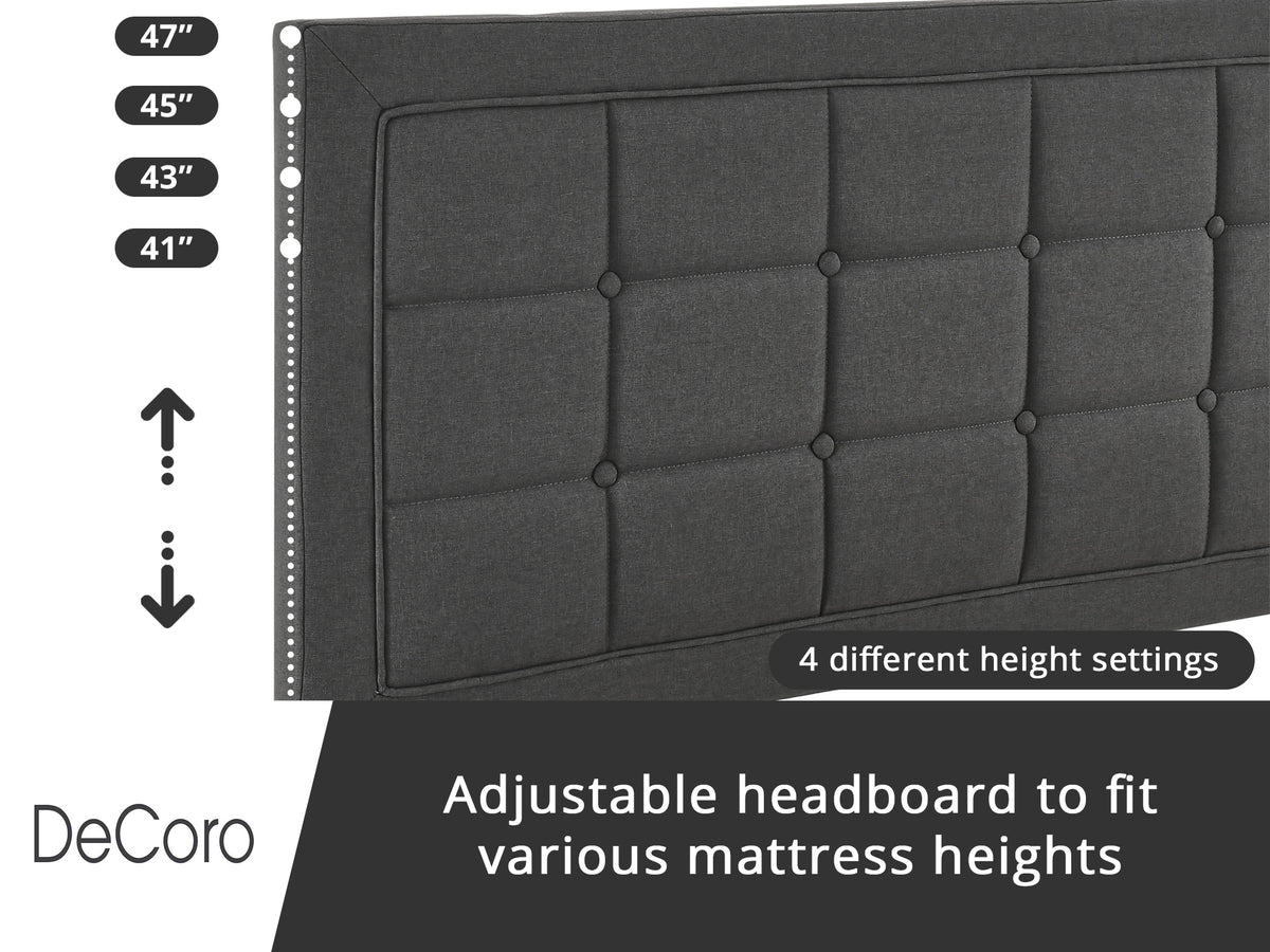 DeCoro Upholstered 2.0 Platform Full Size Frame and Headboard, Queen (Open Box)