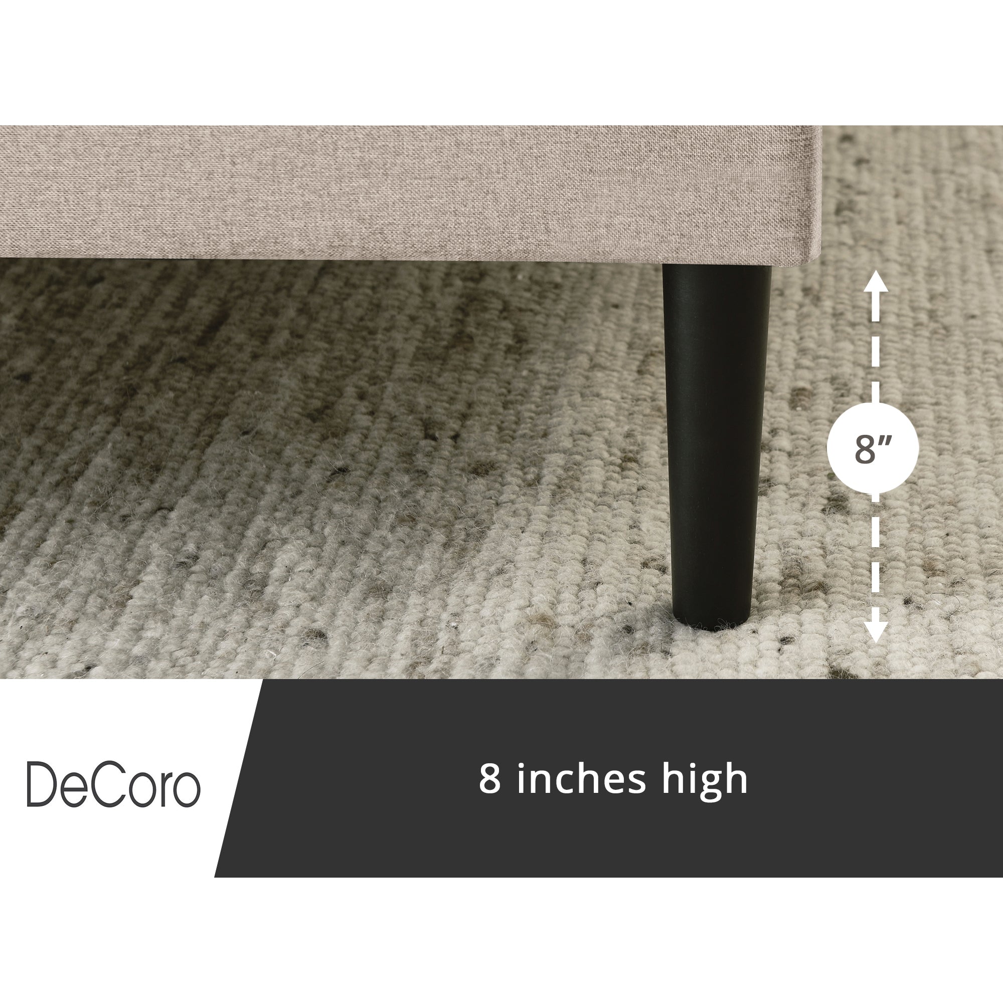 DeCoro Mornington Upholstered 2.0 Platform Bed w/ Metal Frame, Linen, King - VMInnovations