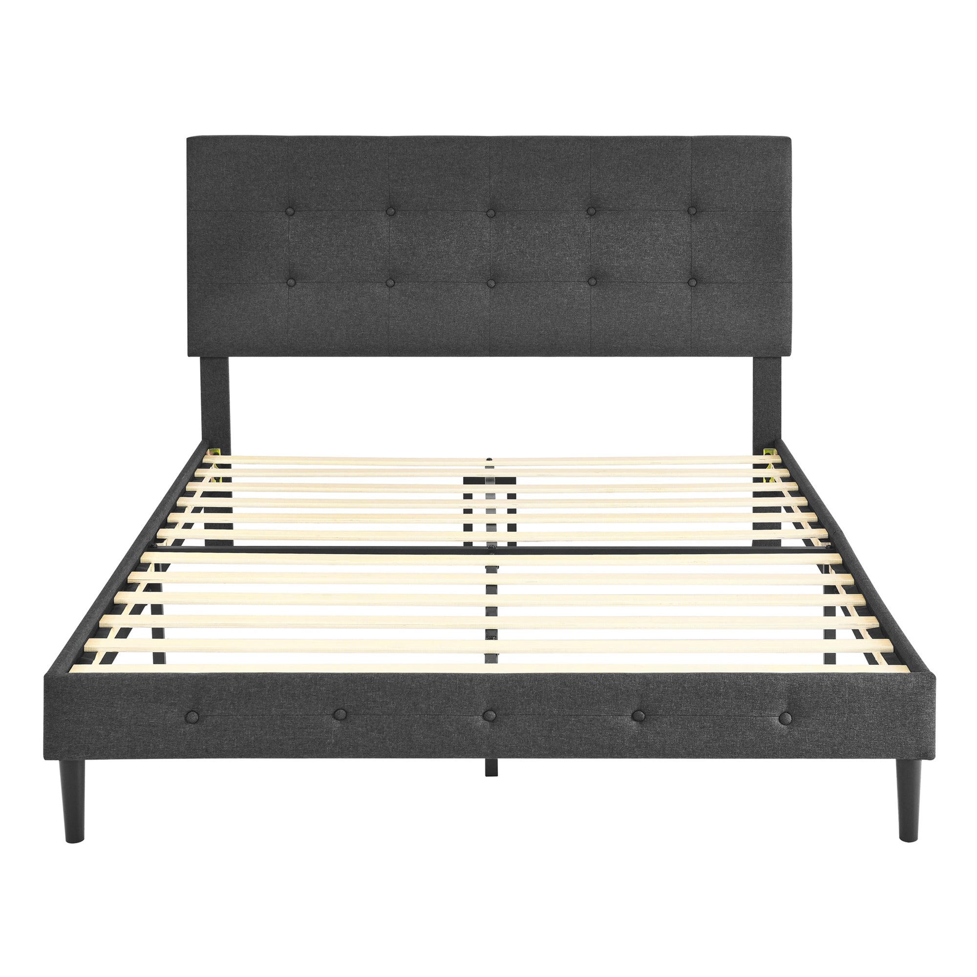 DeCoro Cambridge Upholstered Wooden Platform Bed Frame, Full Size, Dark Grey - VMInnovations