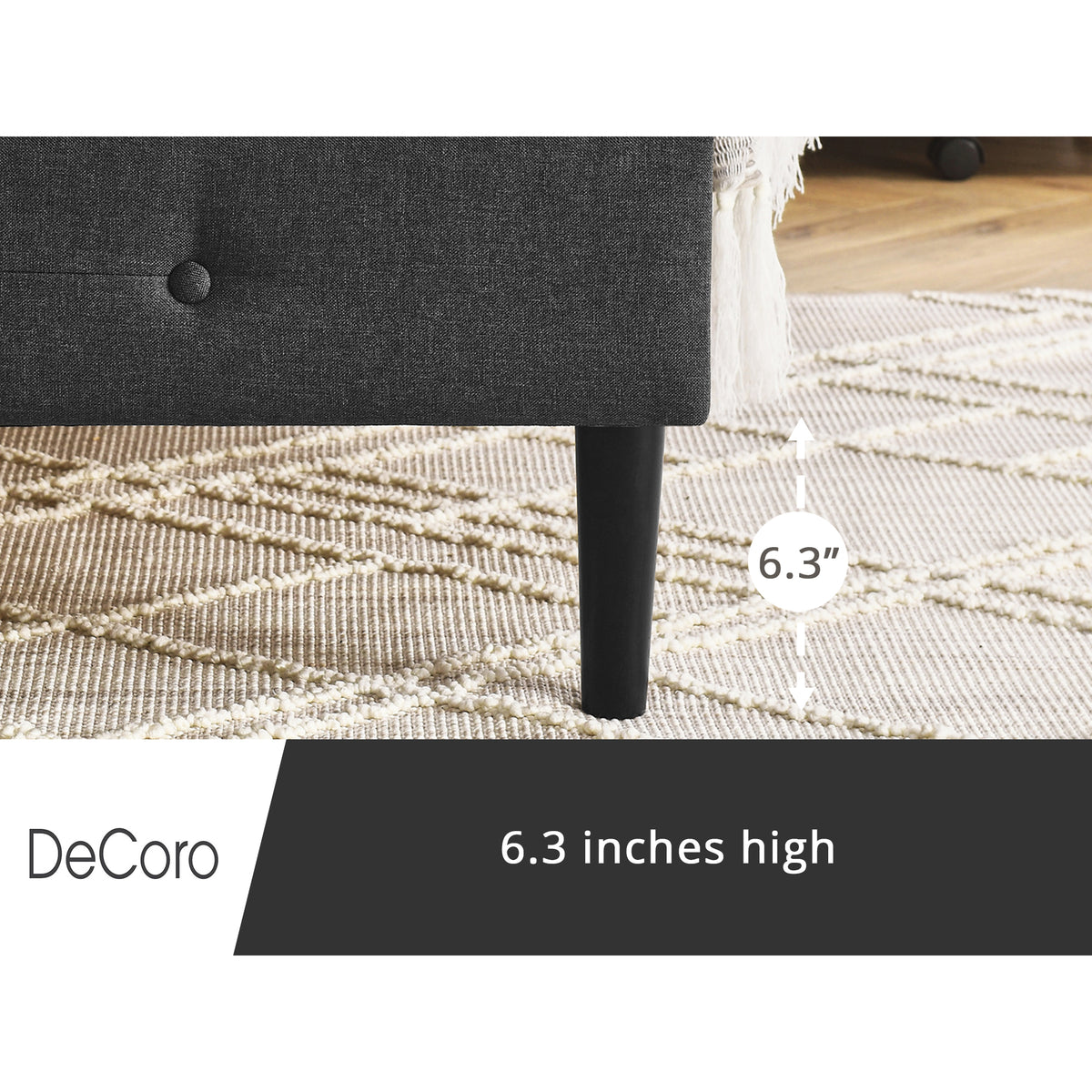 DeCoro Cambridge Upholstered Wooden Platform Bed Frame, Queen, Grey (Open Box)