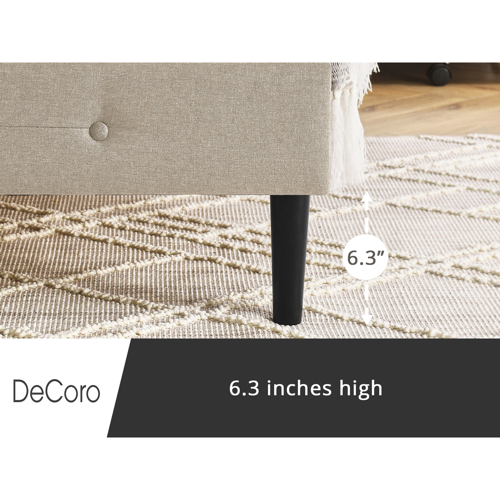 DeCoro Cambridge Upholstered Wooden Platform Bed Frame w/Headboard, Full, Linen - VMInnovations