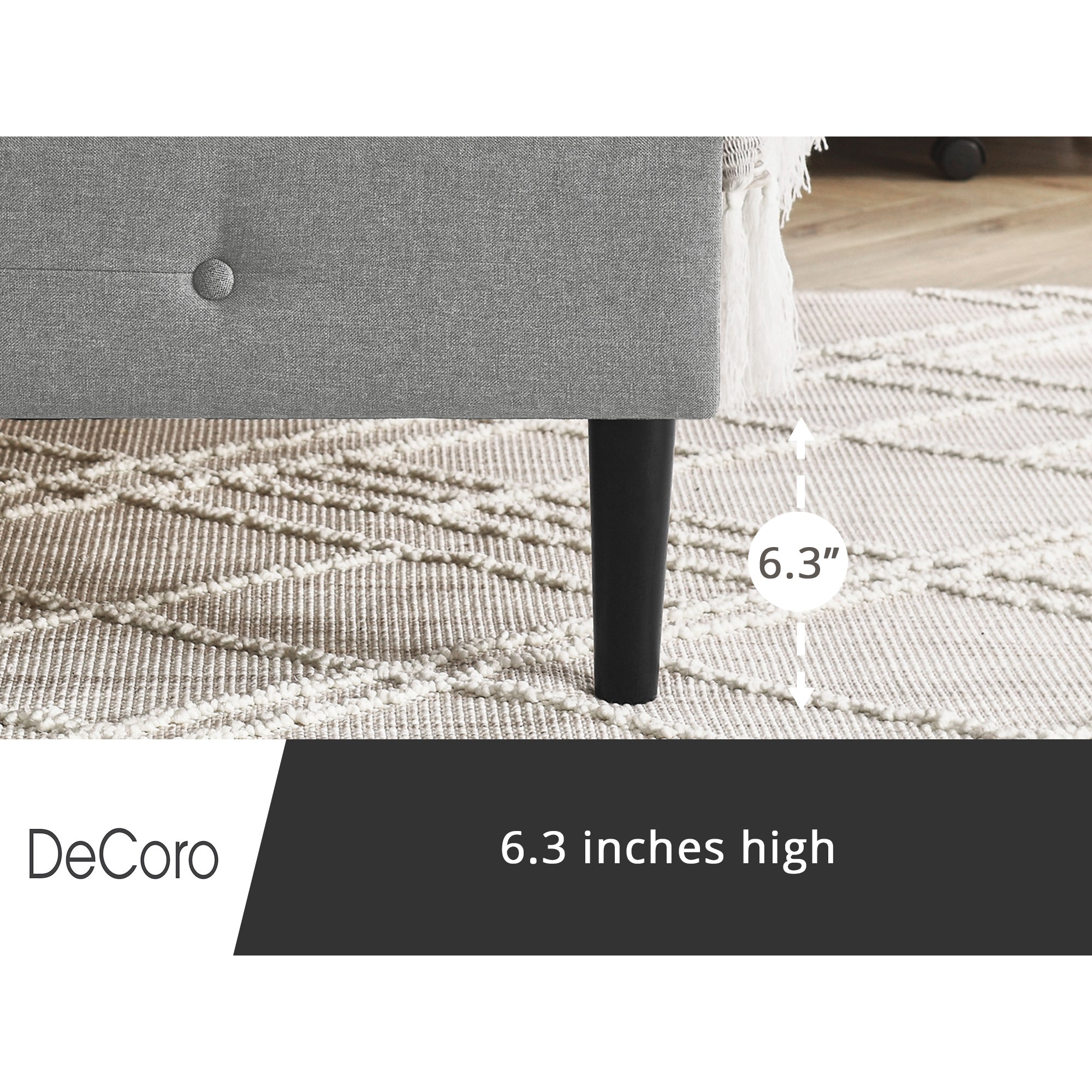 DeCoro Cambridge Upholstered Wooden Platform Bed Frame w/Headboard (Open Box) - VMInnovations