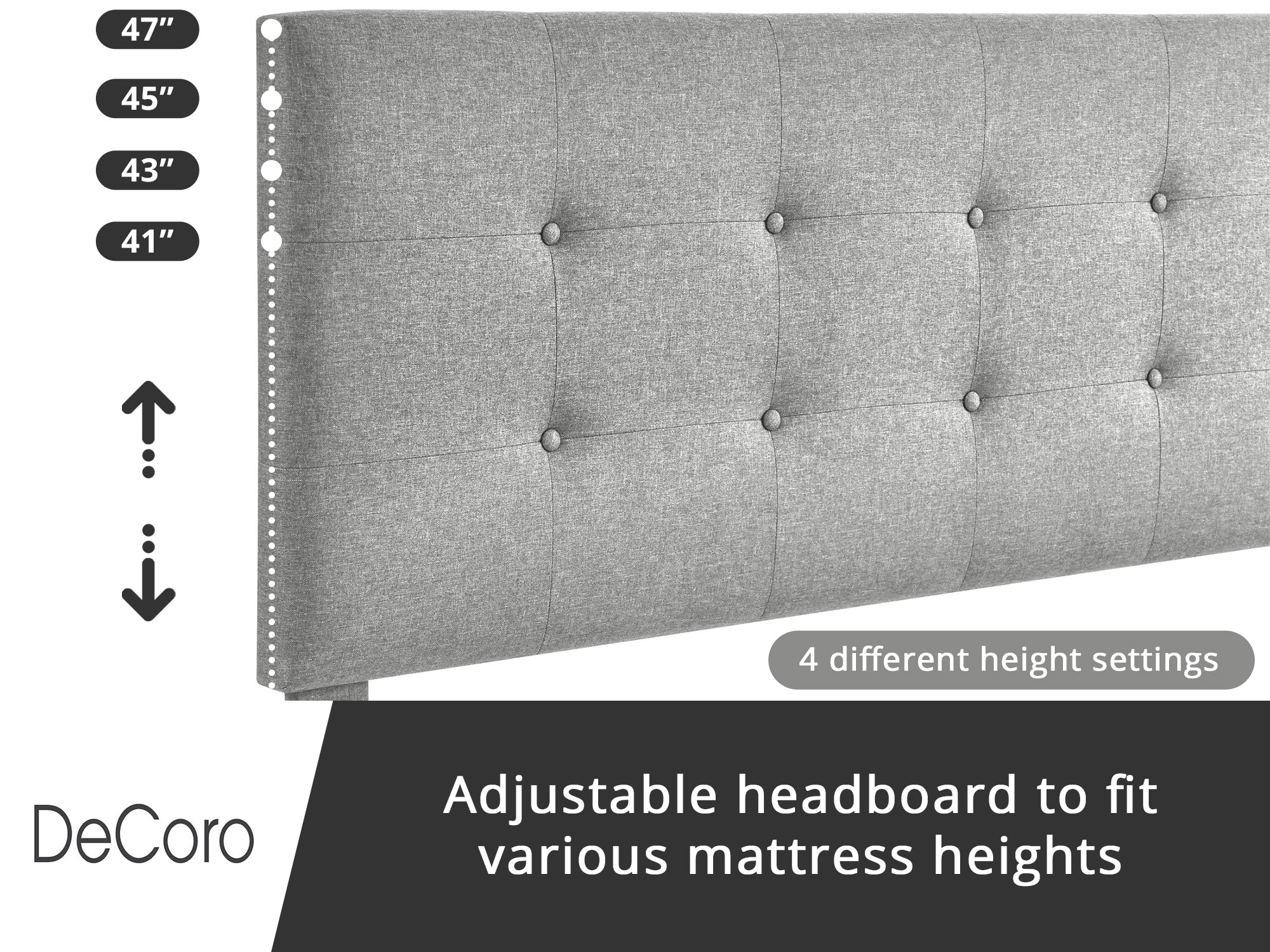 DeCoro Cambridge Upholstered Wooden Platform Bed Frame w/Headboard (Open Box) - VMInnovations
