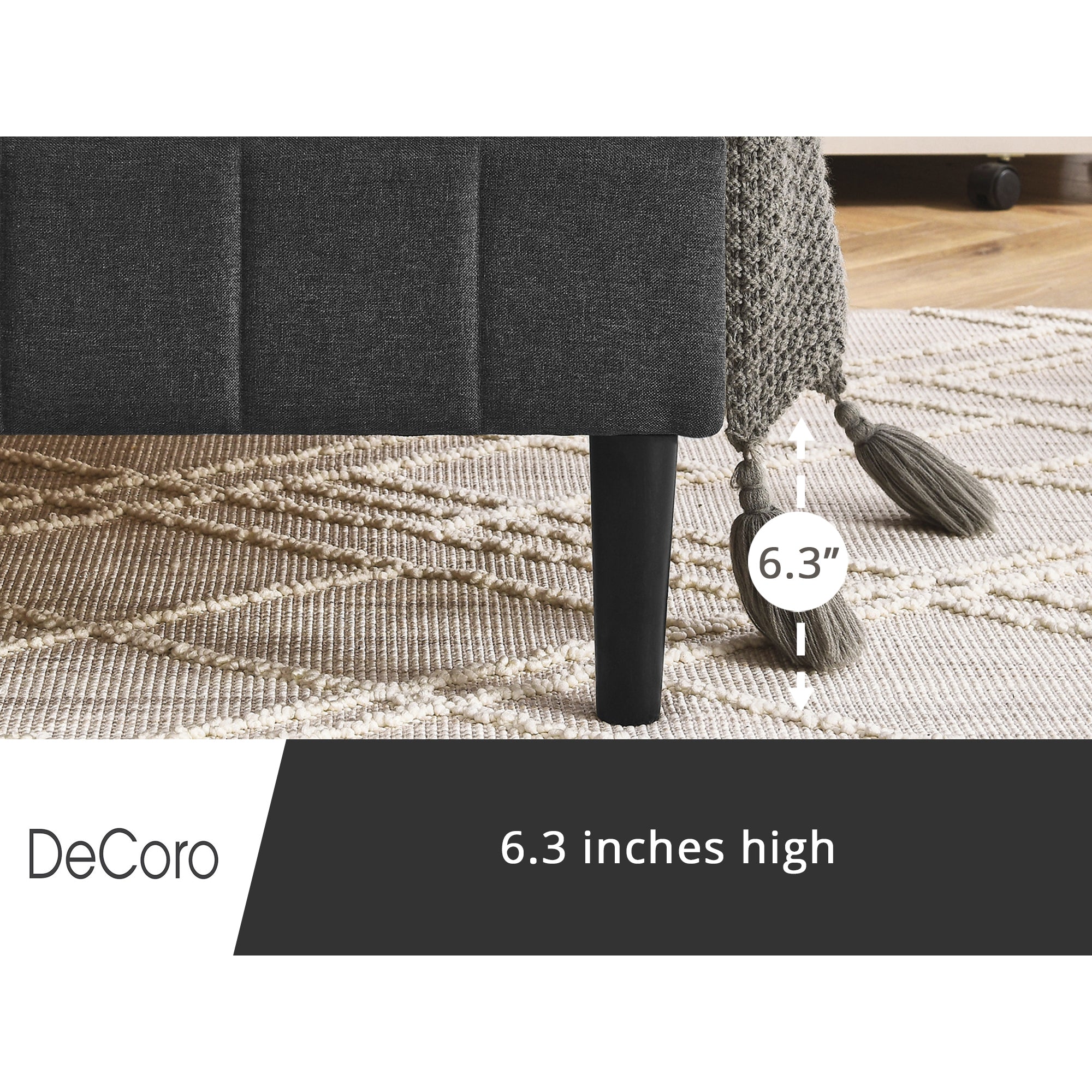 DeCoro Chicago Modern Tufted Upholstered Platform Full Size Bed Frame, Dark Grey - VMInnovations