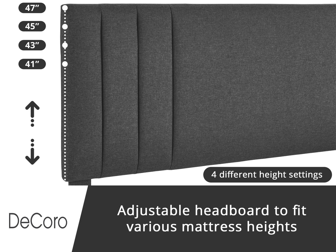 DeCoro Chicago Modern Tufted Upholstered Platform King Size Bed Frame, Dark Grey - VMInnovations
