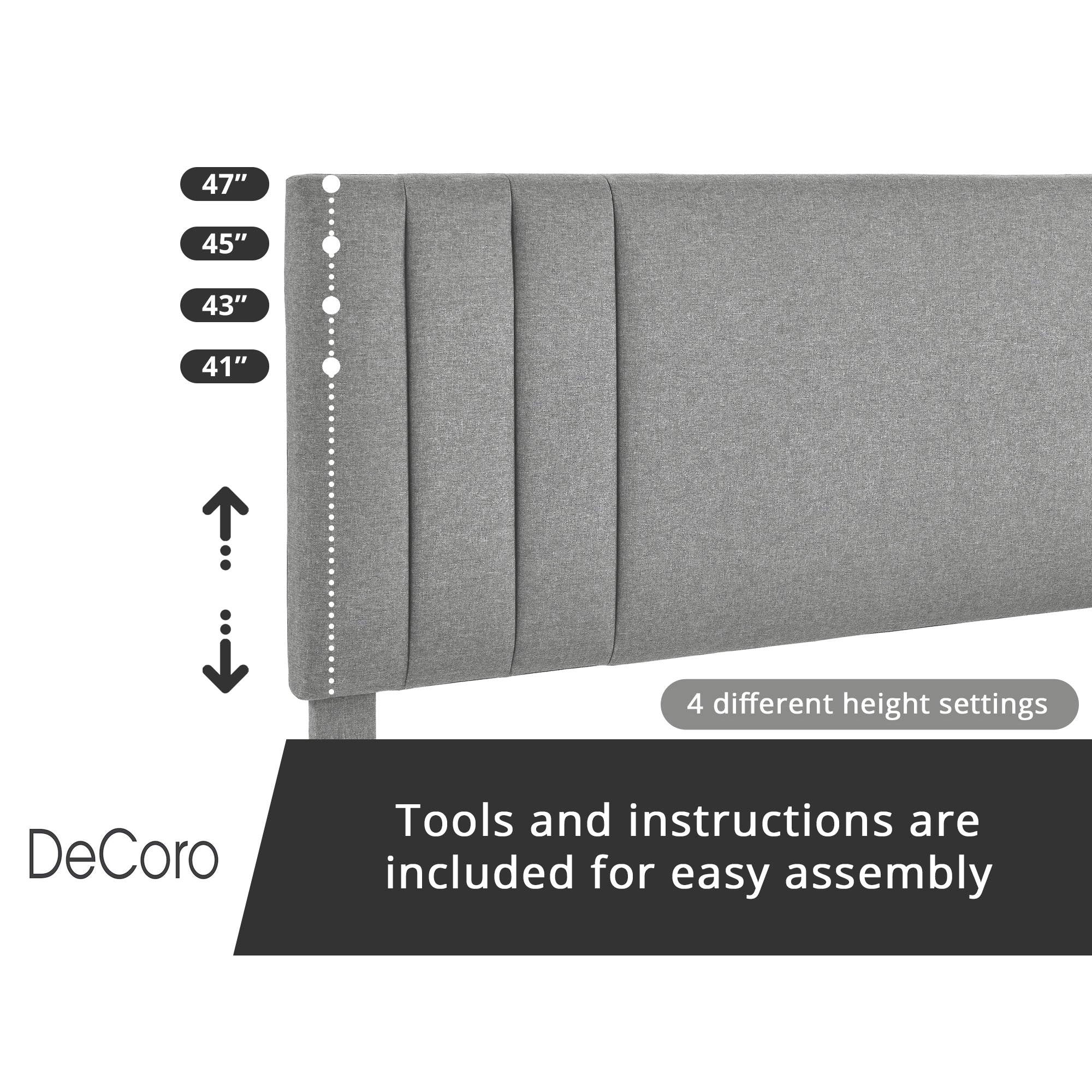 DeCoro Chicago Modern Tufted Upholstered Platform Full Size Bed Frame, Full,Grey