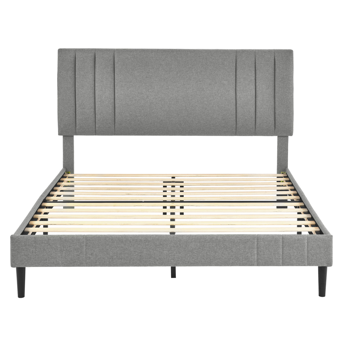 DeCoro Chicago Modern Upholstered Platform King Size Bed Frame, Grey (Open Box)
