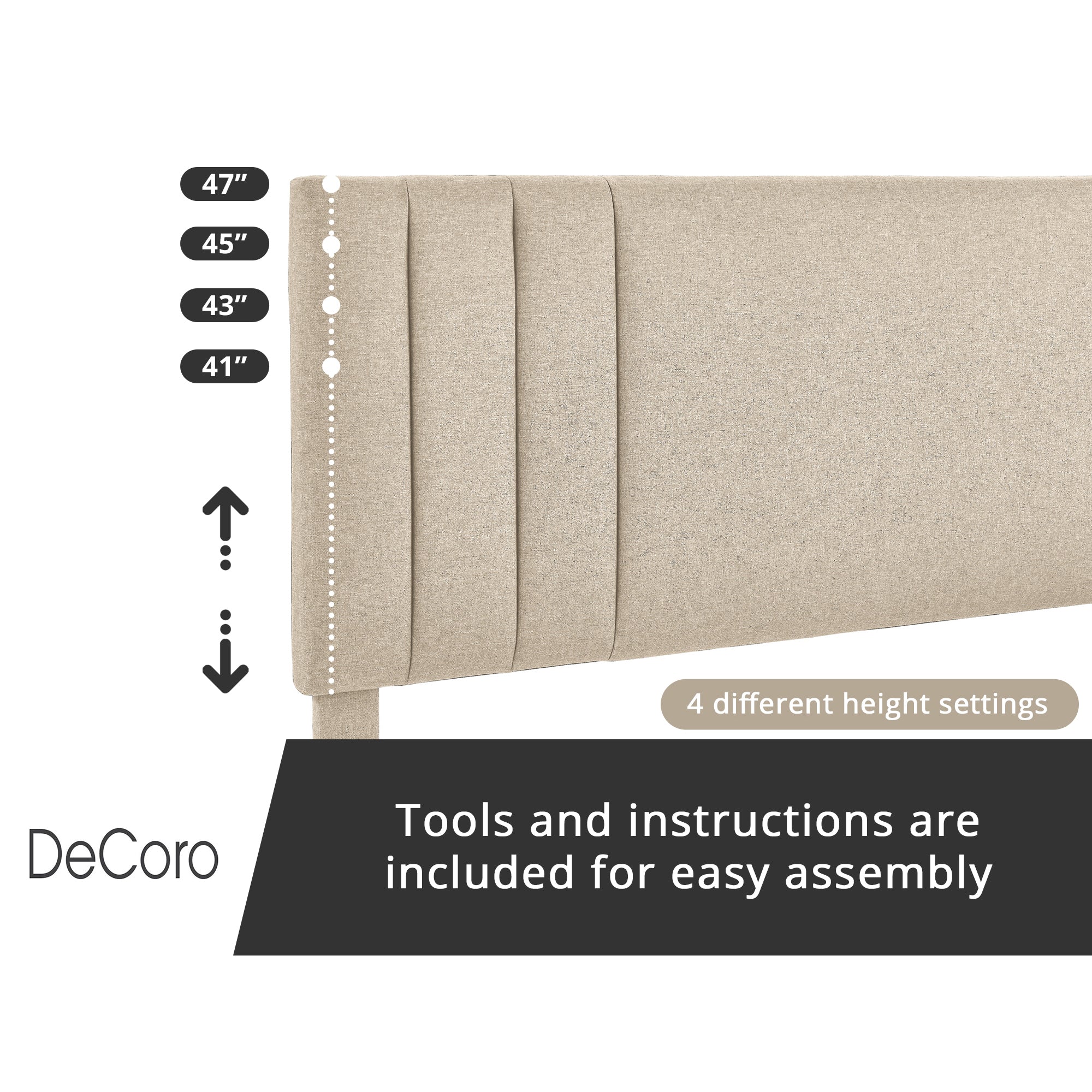 DeCoro Chicago Modern Tufted Upholstered Platform Full Size Bed Frame, Linen