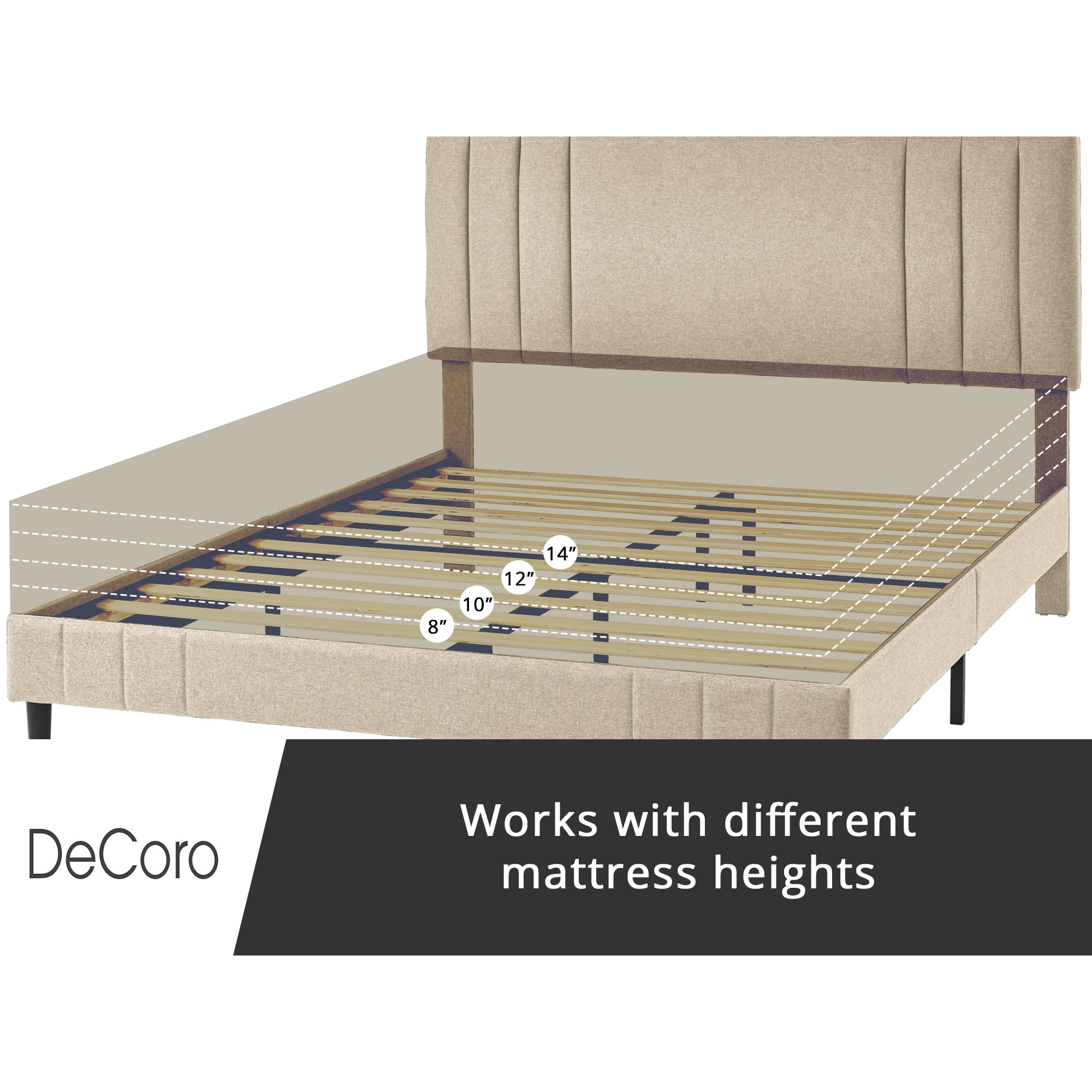 DeCoro Chicago Modern Tufted Upholstered Platform Queen Size Bed,Linen(Open Box) - VMInnovations