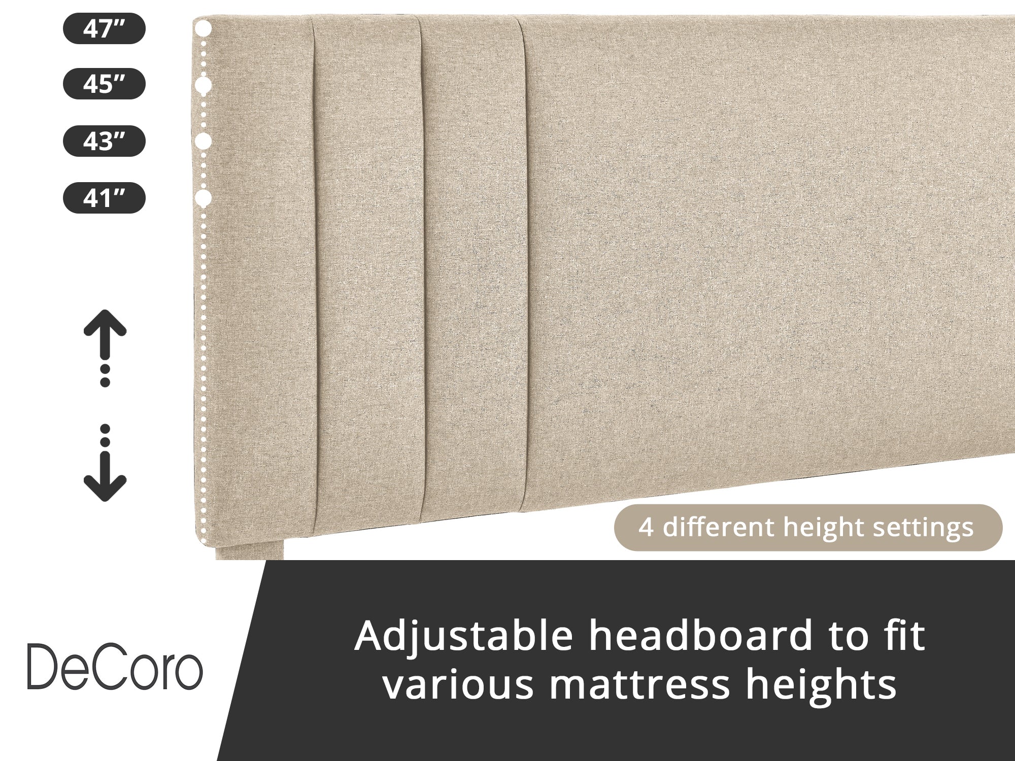 DeCoro Chicago Modern Tufted Upholstered Platform Queen Size Bed,Linen(Open Box) - VMInnovations