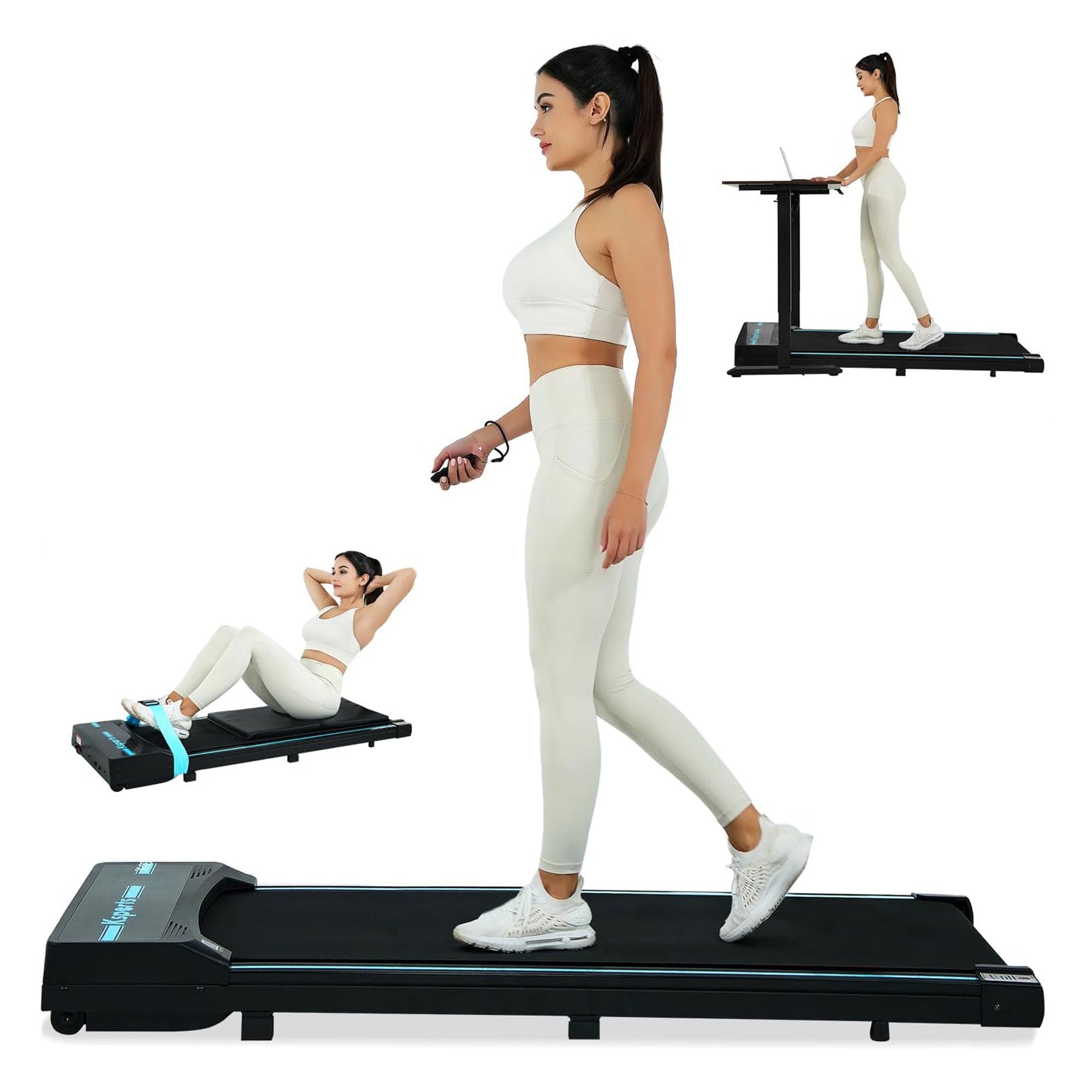 Ksports Under Desk Walking Pad Classic Treadmill with Wheels and Remote, (Used)