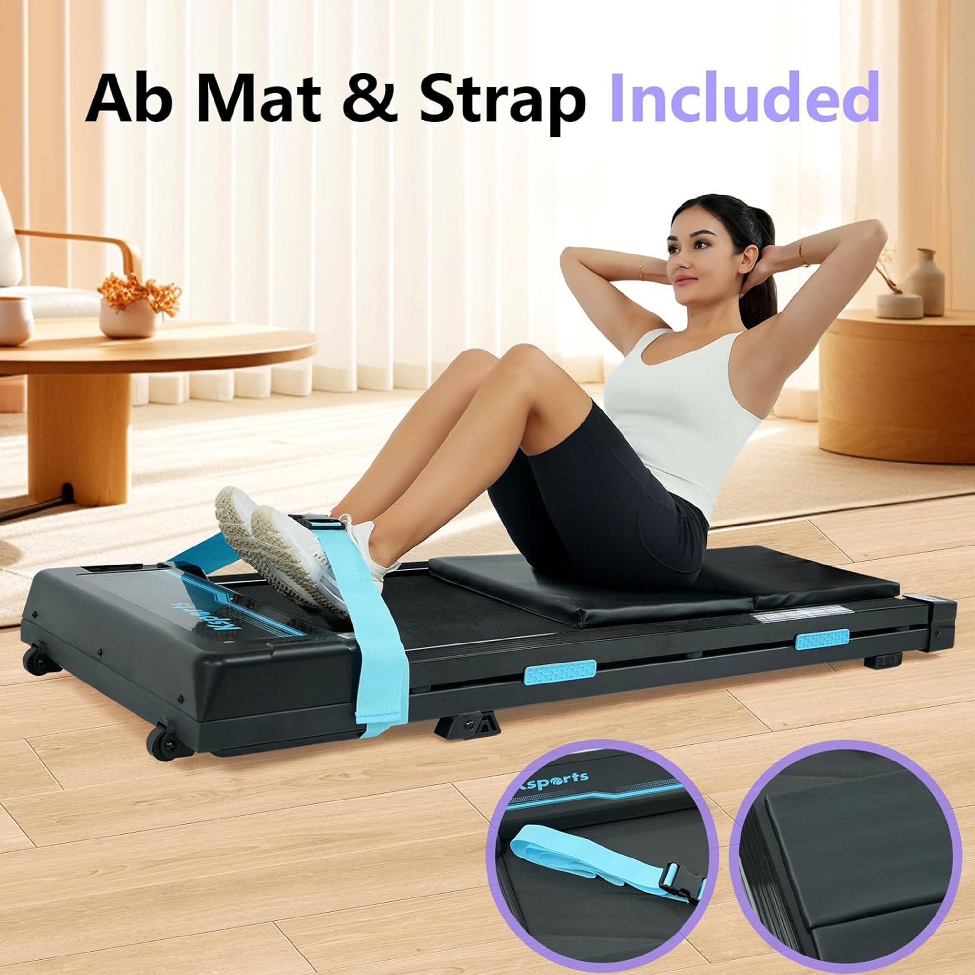 Ksports Under Desk Walking Pad Treadmill w/ Manual Incline&Wheels, 2.5 HP (Used) - VMInnovations