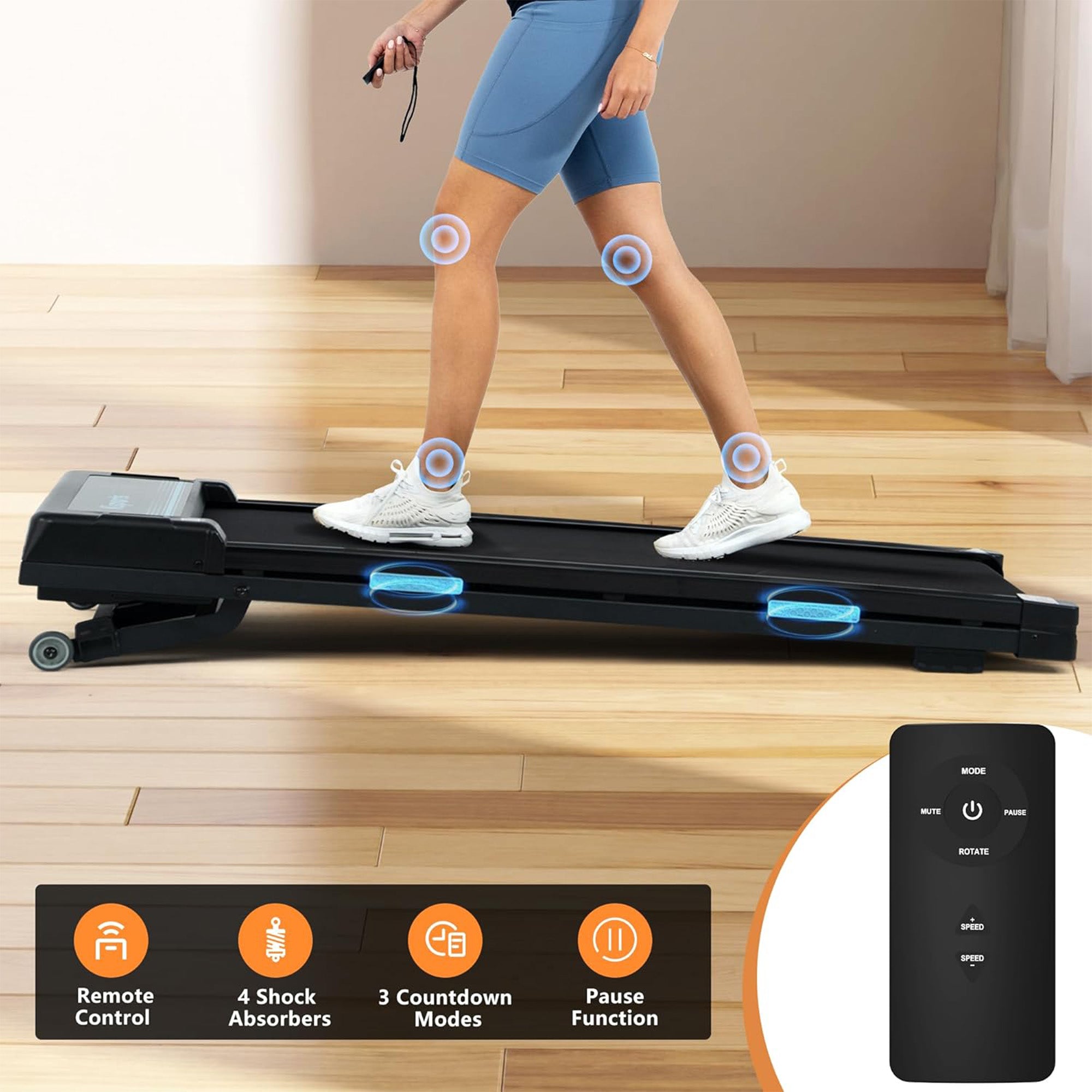 Ksports Under Desk Walking Pad Treadmill with Auto Incline and Wheels, 2.5 HP - VMInnovations