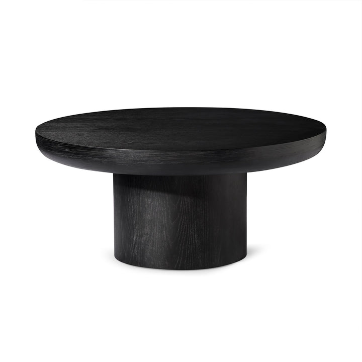 OWEN RUSTIC CIRCULAR WOODEN COFFEE TABLE IN AGED BLACK - VMInnovations