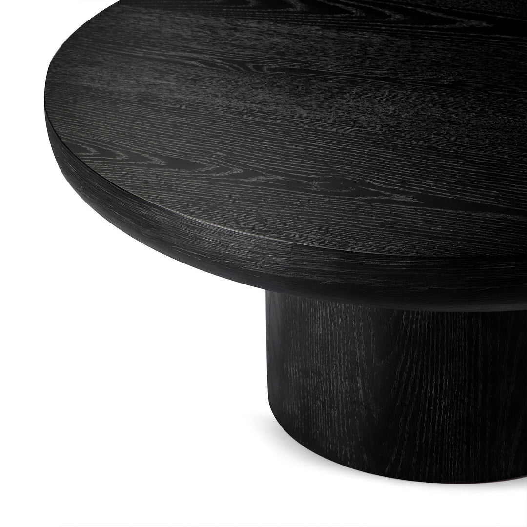 OWEN RUSTIC CIRCULAR WOODEN COFFEE TABLE IN AGED BLACK - VMInnovations