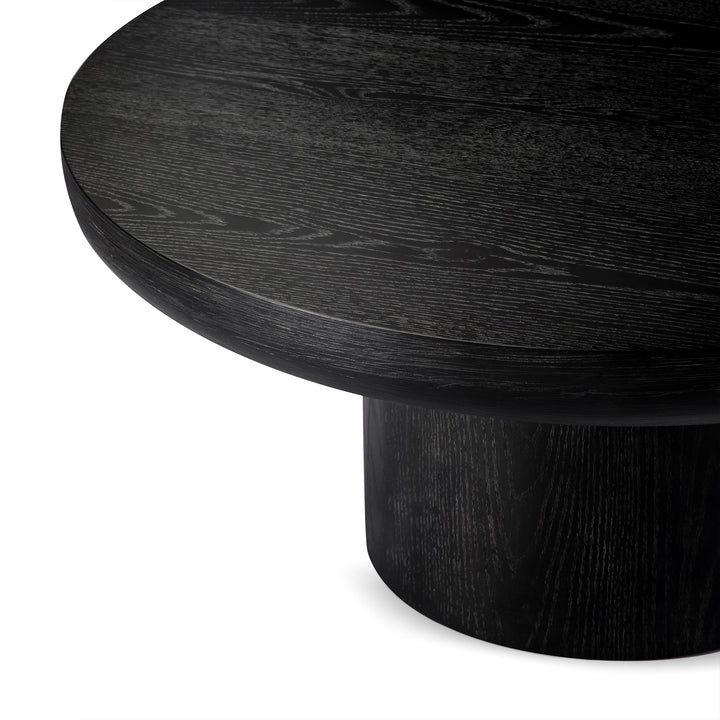 OWEN RUSTIC CIRCULAR WOODEN COFFEE TABLE IN AGED BLACK - VMInnovations