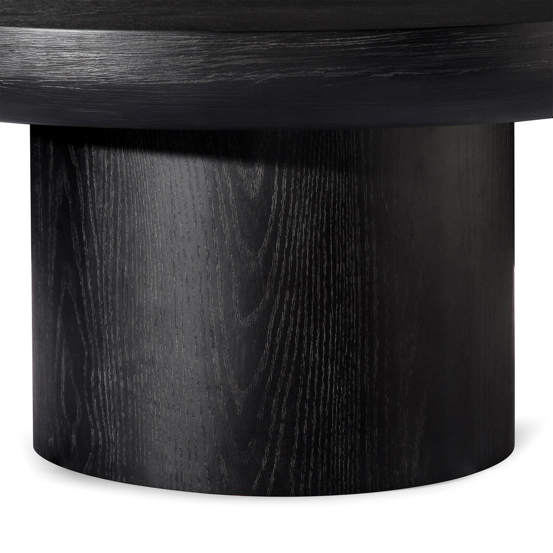OWEN RUSTIC CIRCULAR WOODEN COFFEE TABLE IN AGED BLACK - VMInnovations