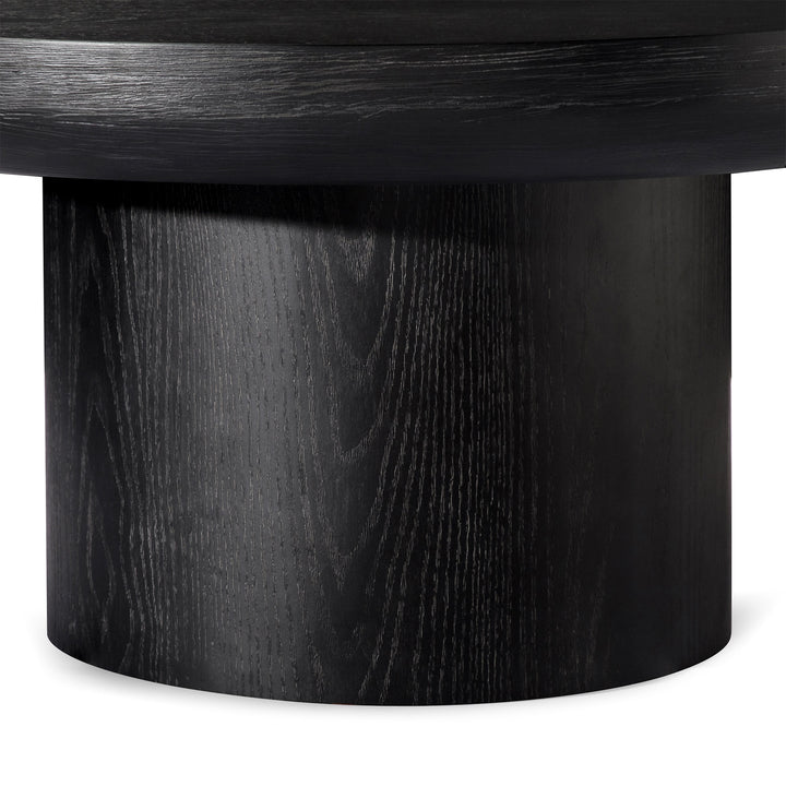 OWEN RUSTIC CIRCULAR WOODEN COFFEE TABLE IN AGED BLACK - VMInnovations