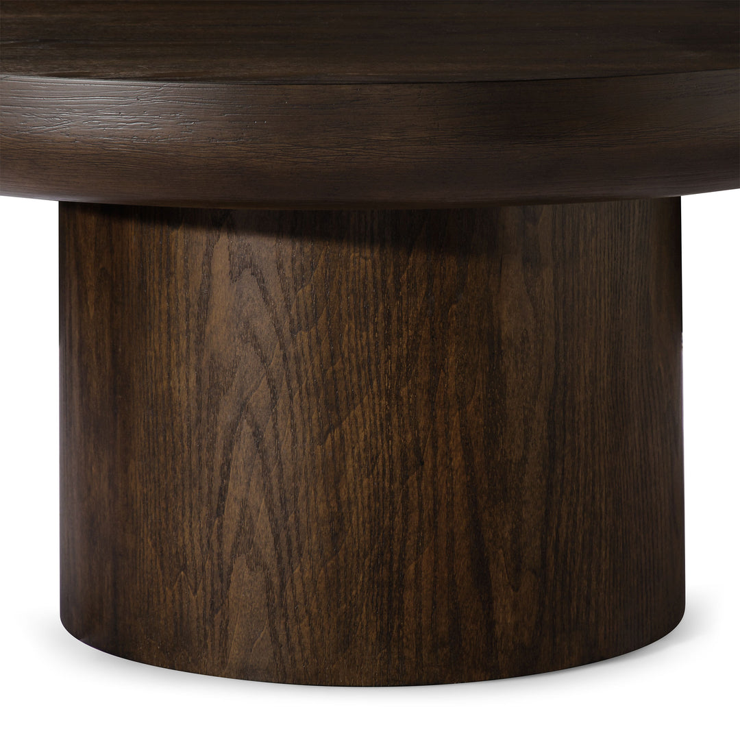 OWEN RUSTIC CIRCULAR WOODEN COFFEE TABLE IN AGED BROWN - VMInnovations