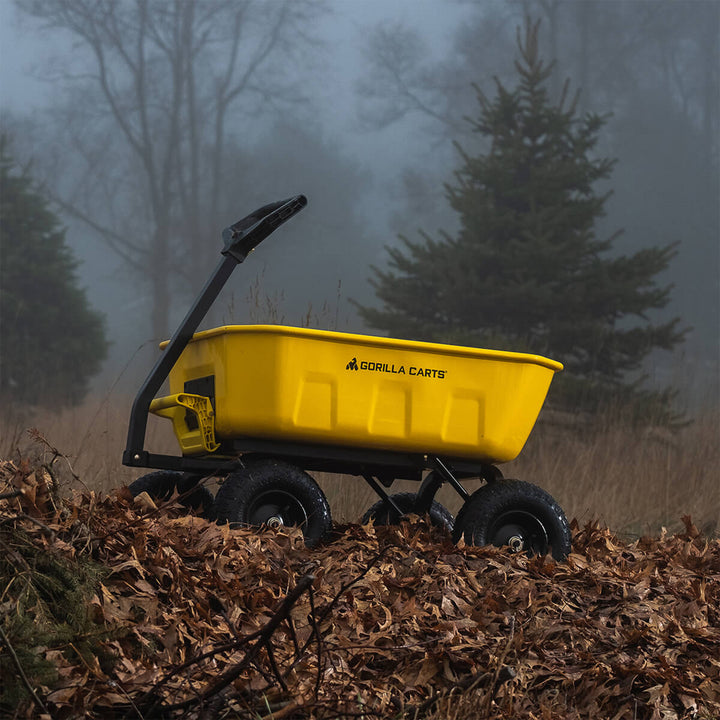 Gorilla Carts Heavy Duty Steel Yard Dump Cart Garden Wagon and 13" Tires, Yellow - VMInnovations