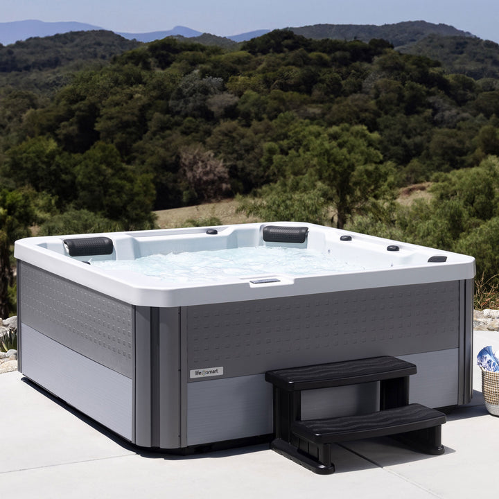 LifeSmart 4 Person Inflatable Hot Tub Spa, Side Step for Square & Round Hot Tubs - VMInnovations