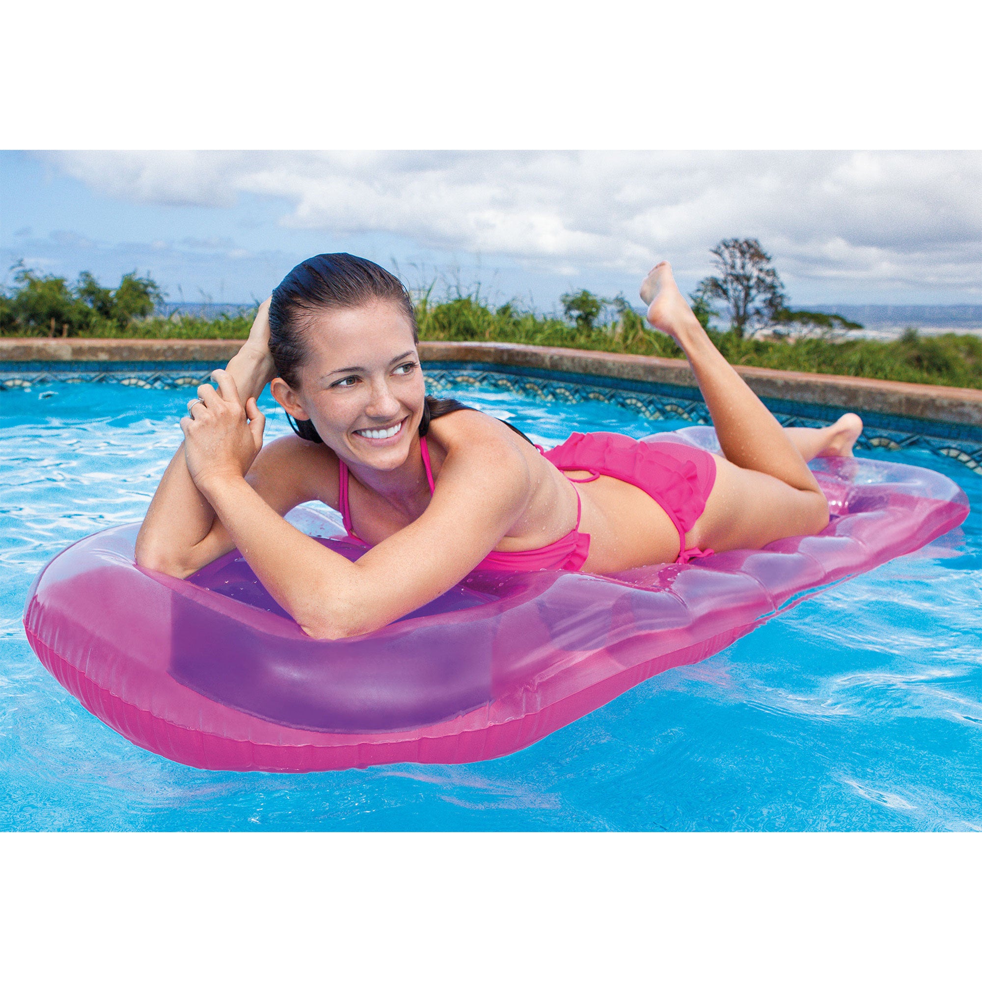 INTEX 18-Pocket Suntanner Lounge Floating Lounger w/ Pillow (Open Box) - VMInnovations