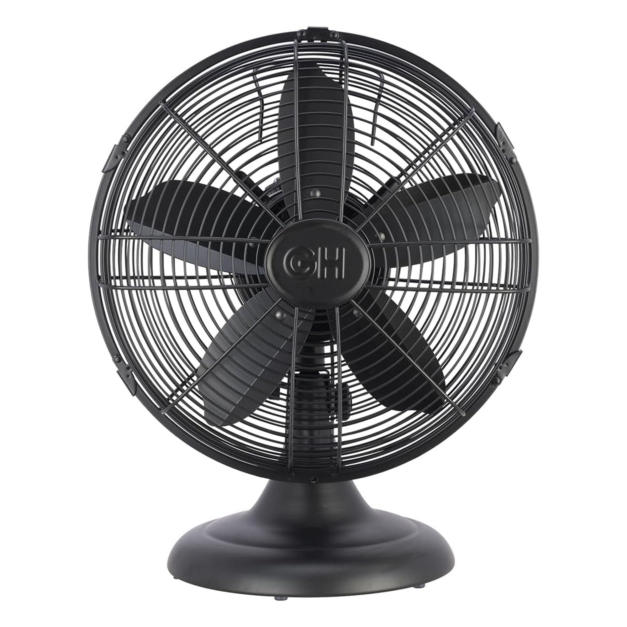 Good Housekeeping All-Metal Oscillating Retro Desk Fan, 12 Inch, Matte Black - VMInnovations