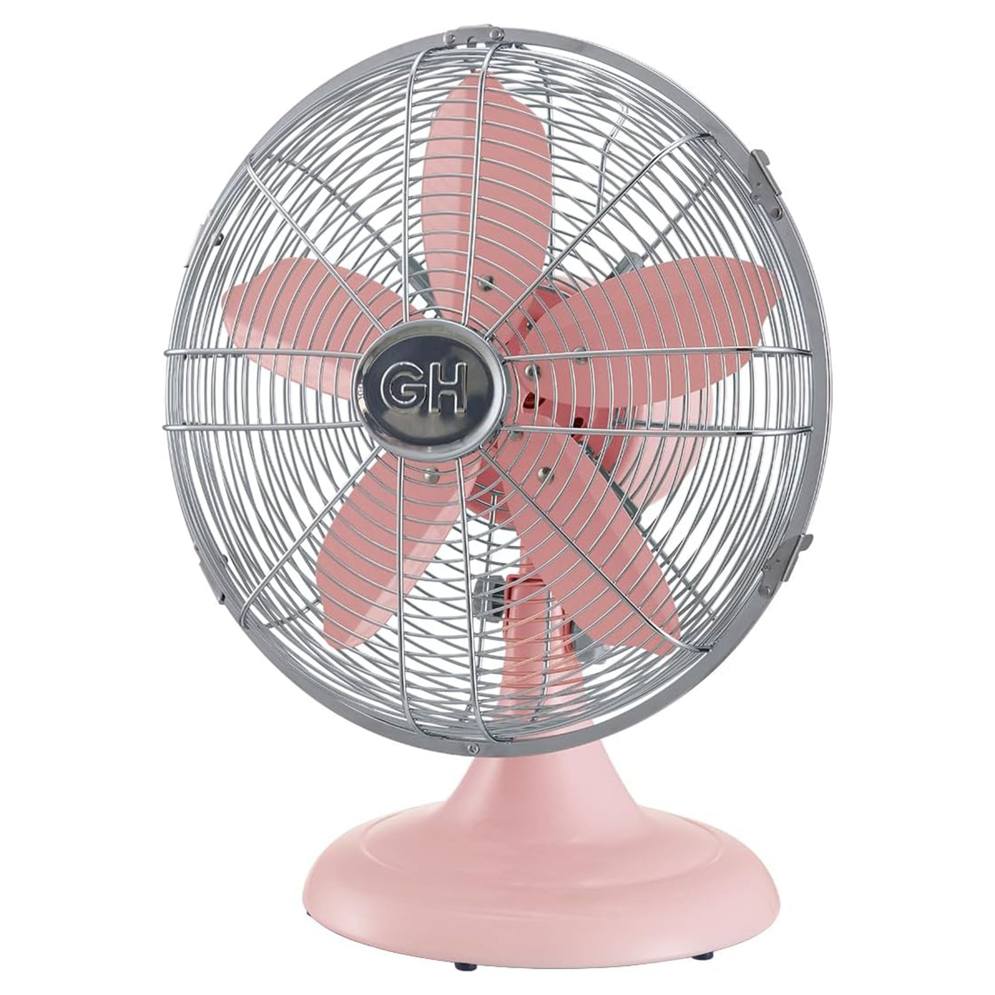 Good Housekeeping All-Metal Oscillating Retro Desk Table Fan, 12 Inch, Pink - VMInnovations